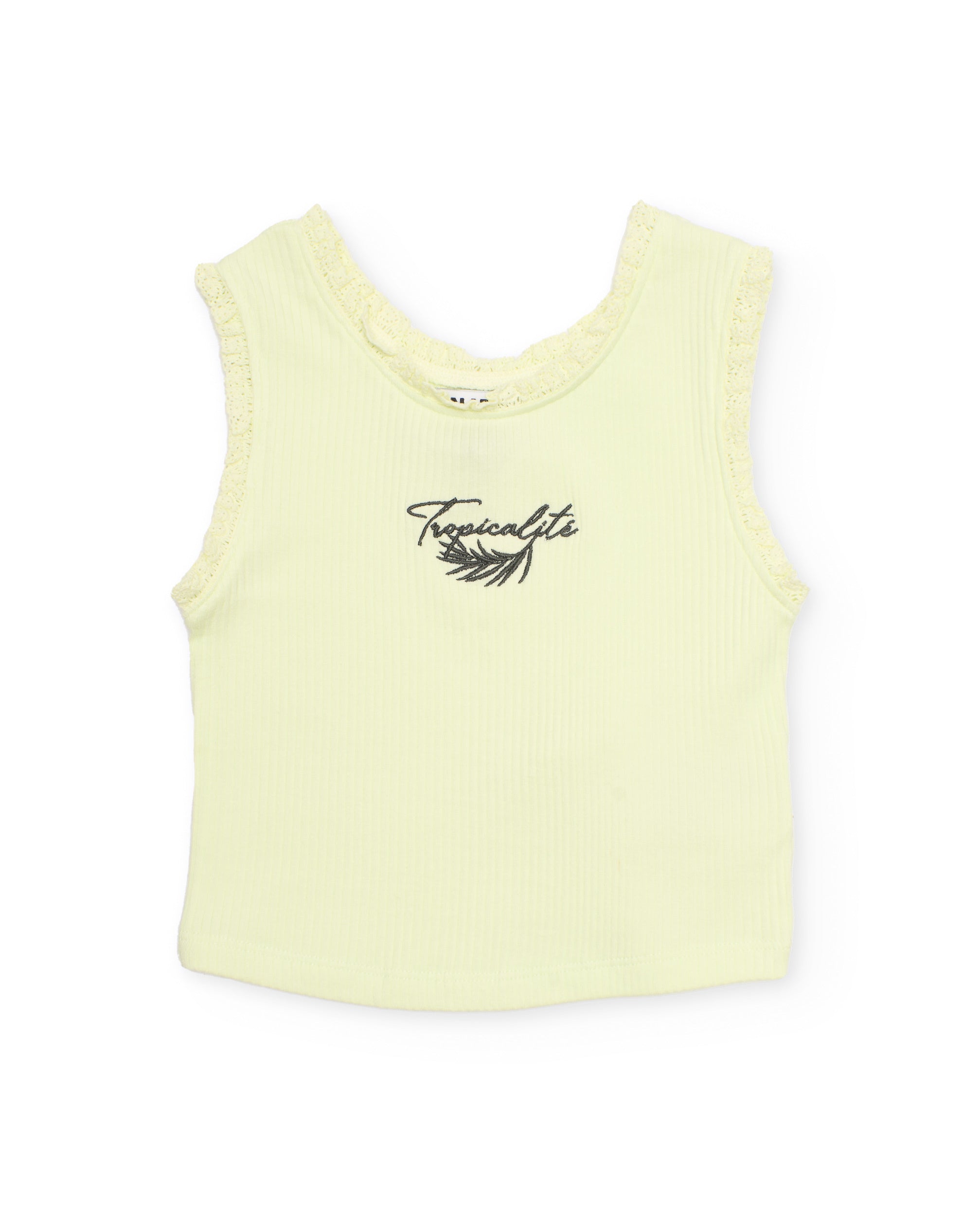 Top de niña de punto con detalle de puntilla