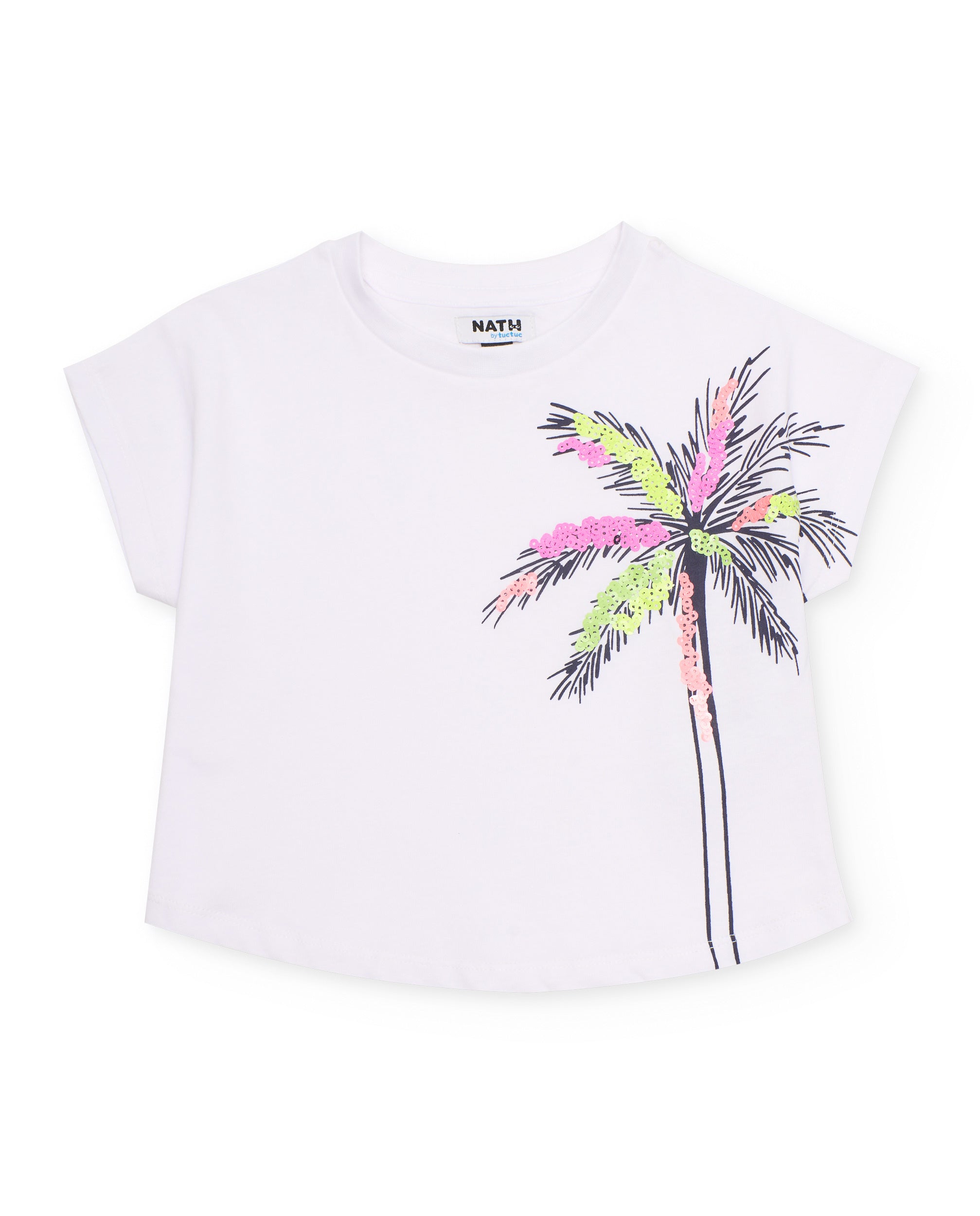 Conjunto de niña de punto con palmera en el lateral