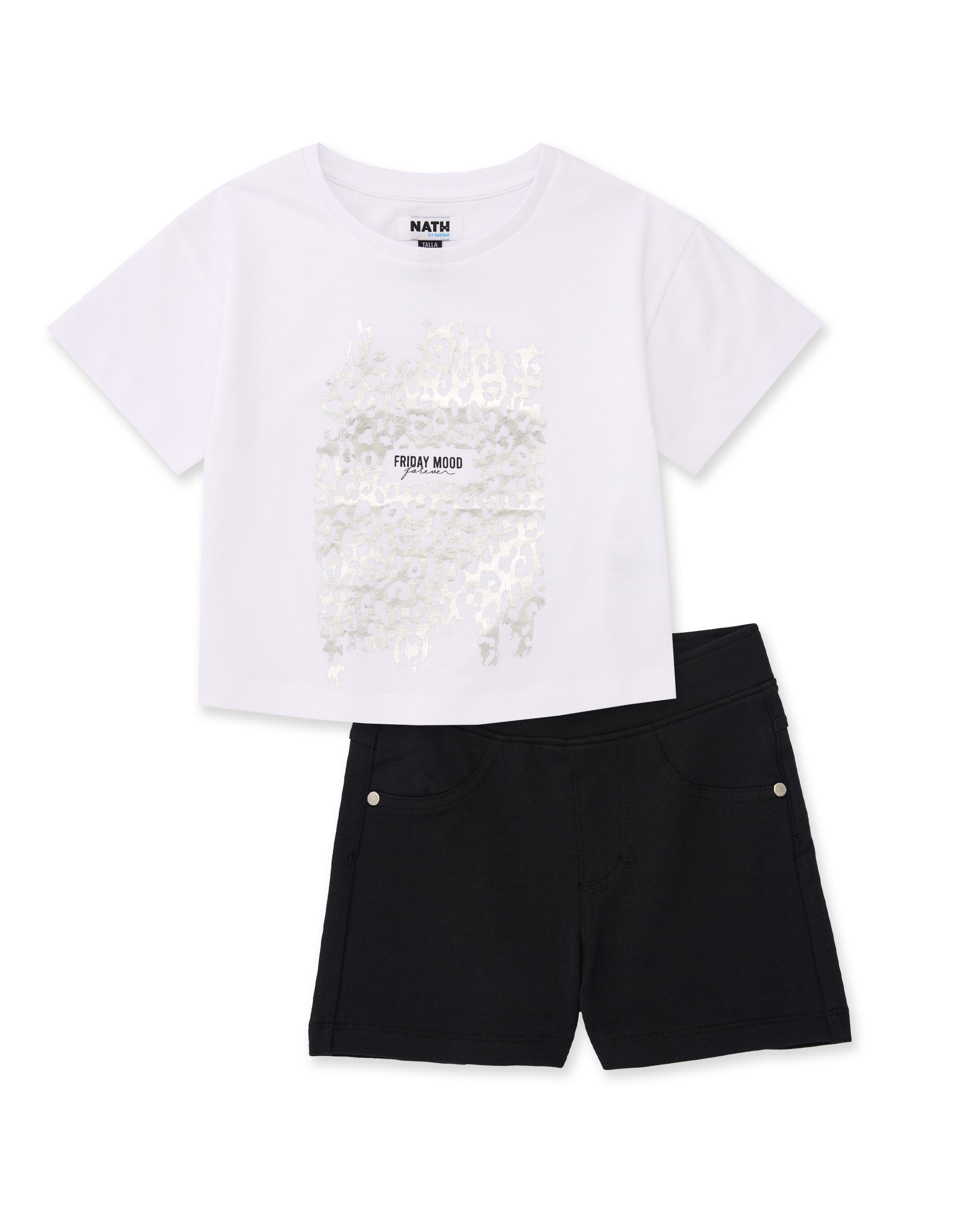 Conjunto de niña de punto con detalles brillantes