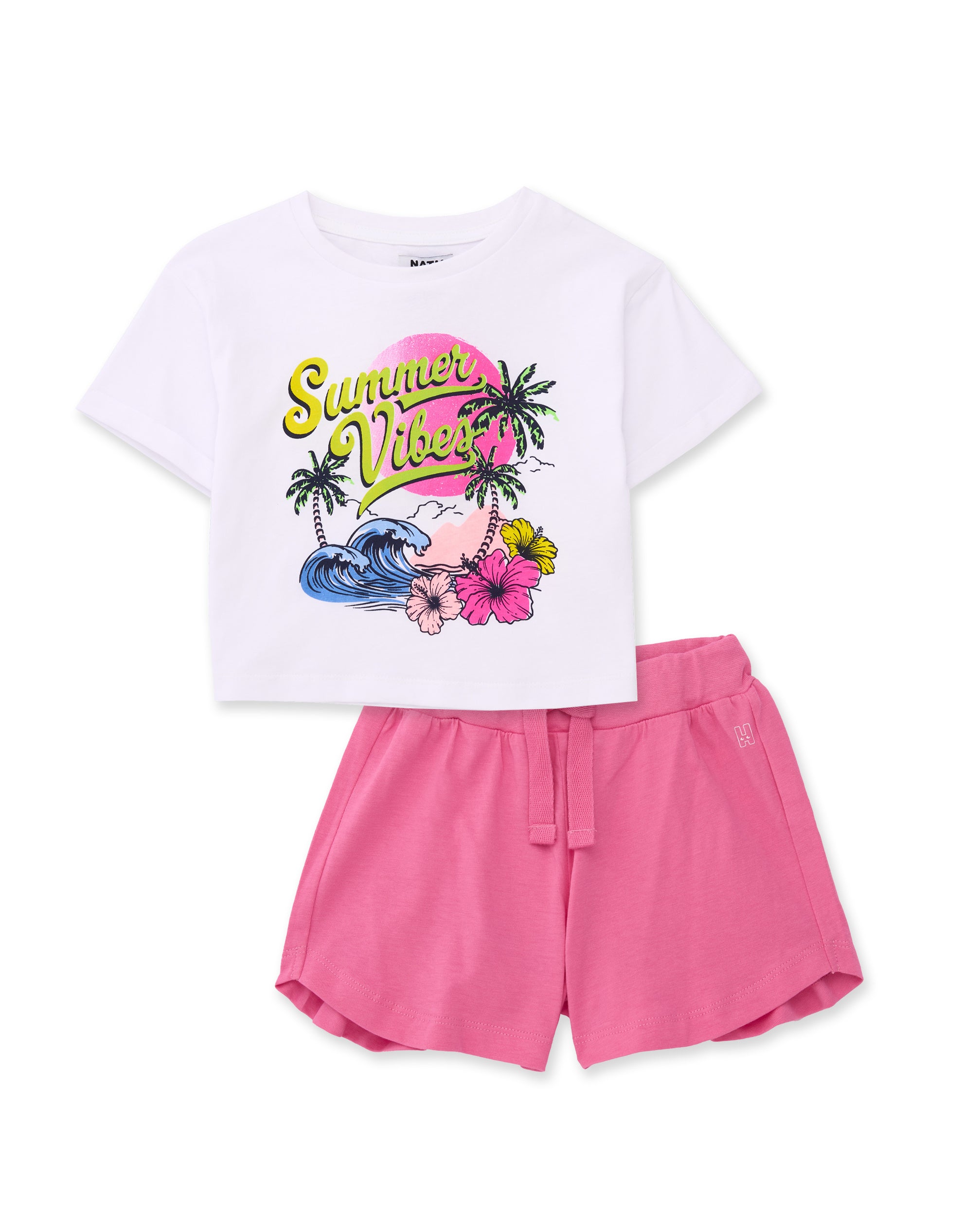 Conjunto de niña de punto con inspiración tropical