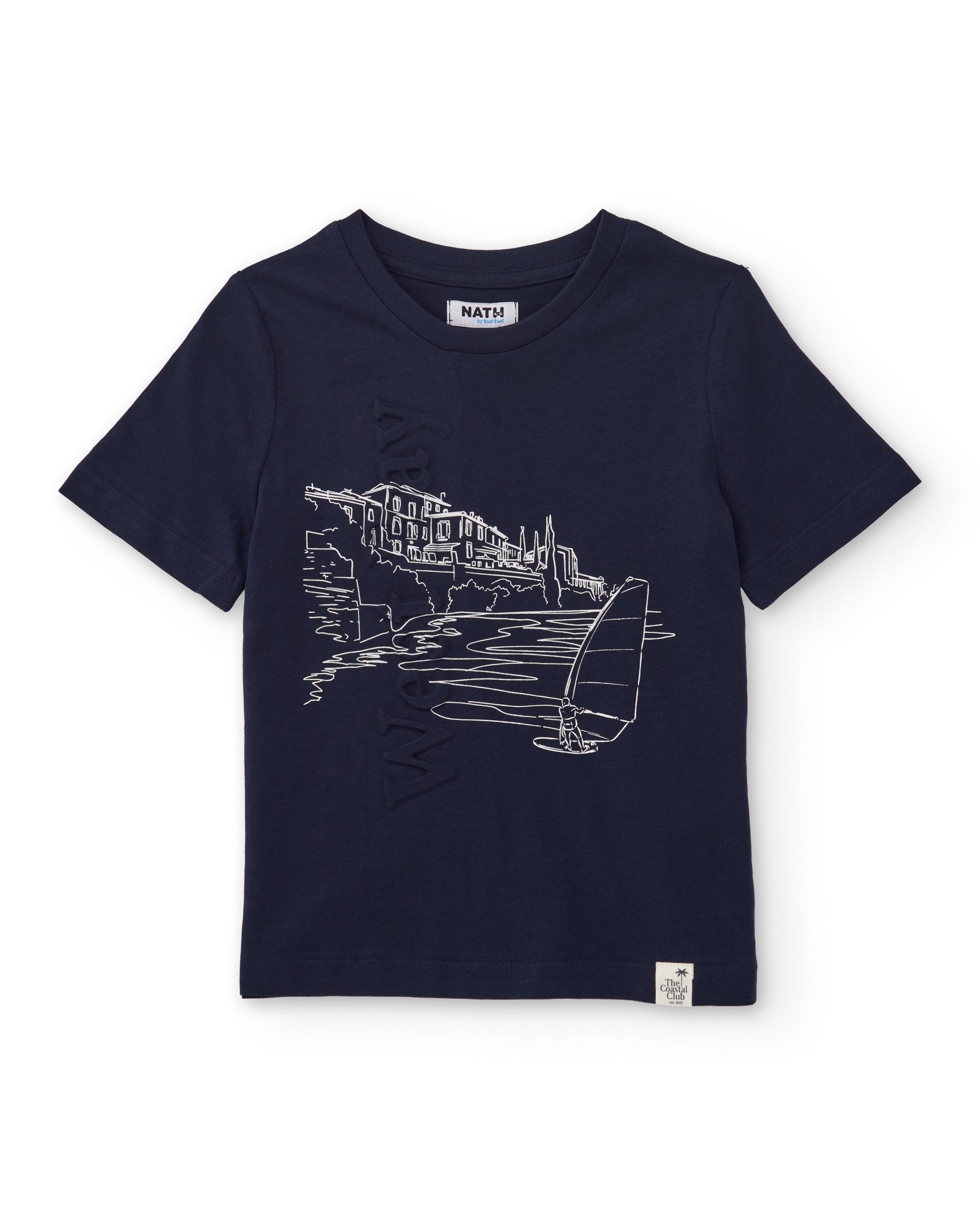 Conjunto de niño de punto con ilustración costera