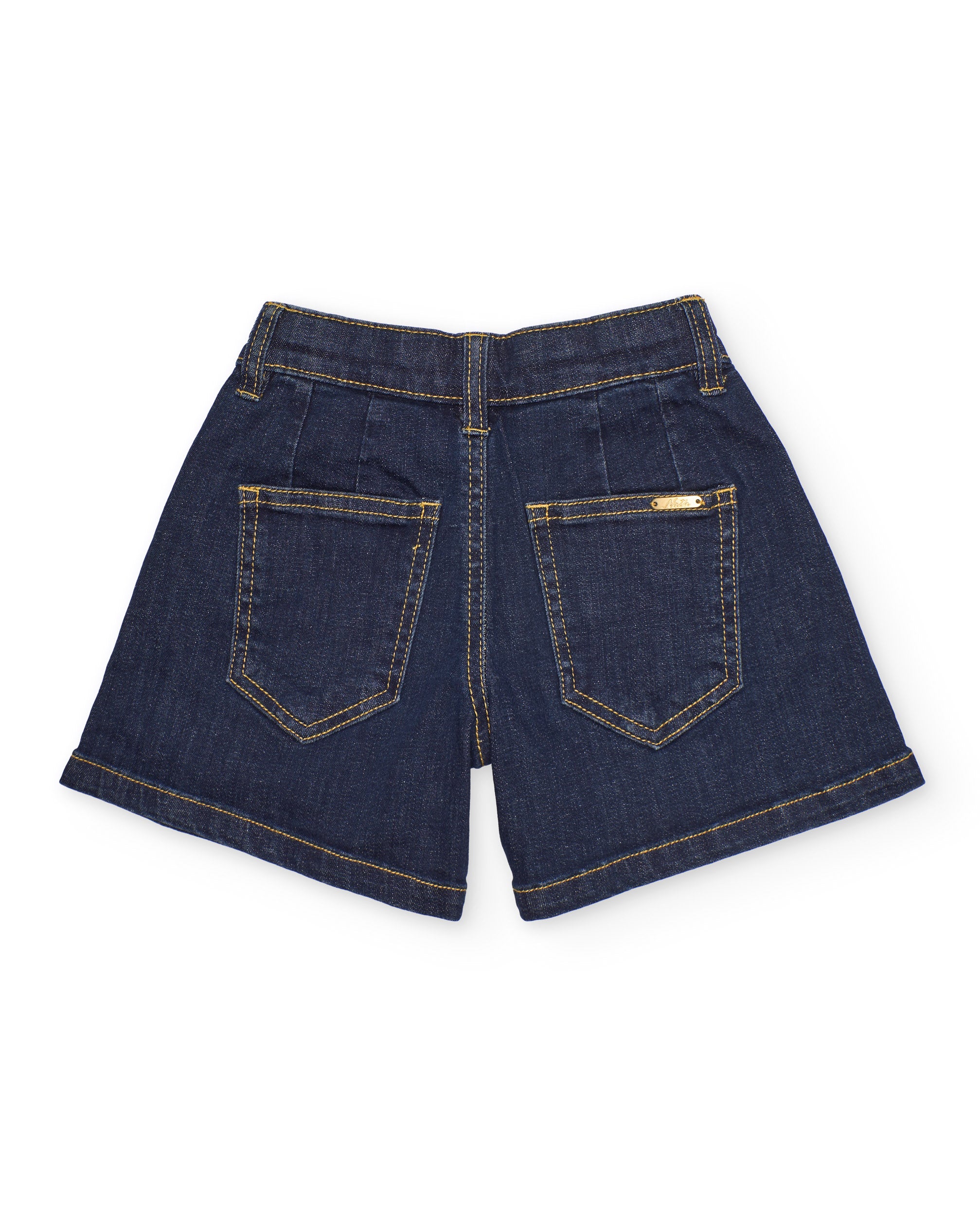 Short de niña de plana y tejido denim oscuro
