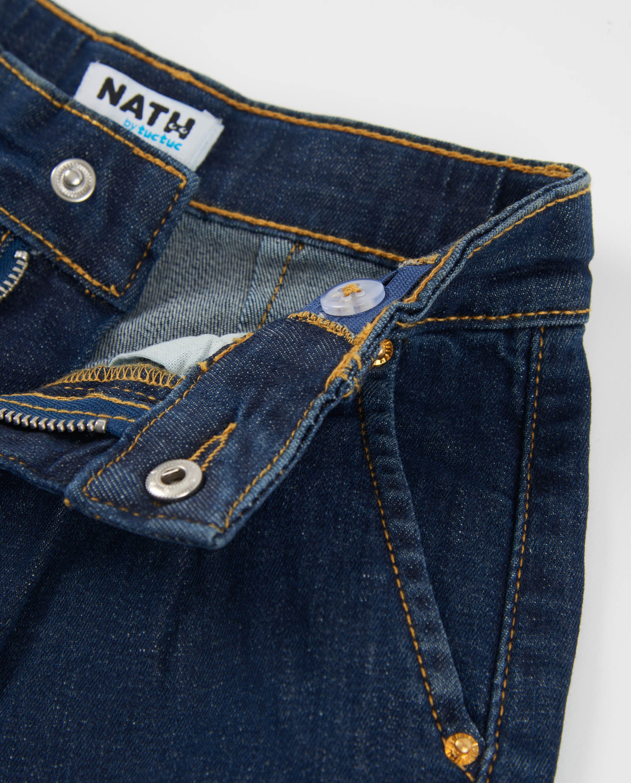 Short de niña de plana y tejido denim oscuro