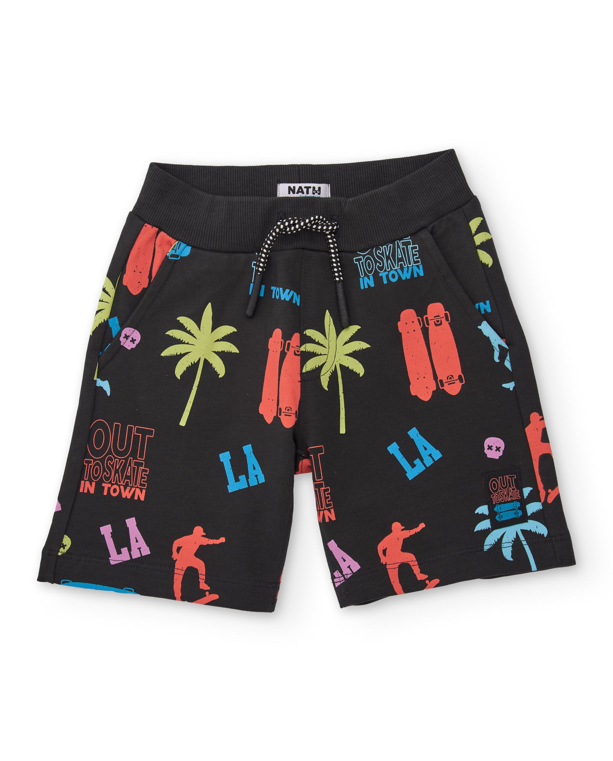 Bermuda de niño de punto con motivos urbanos
