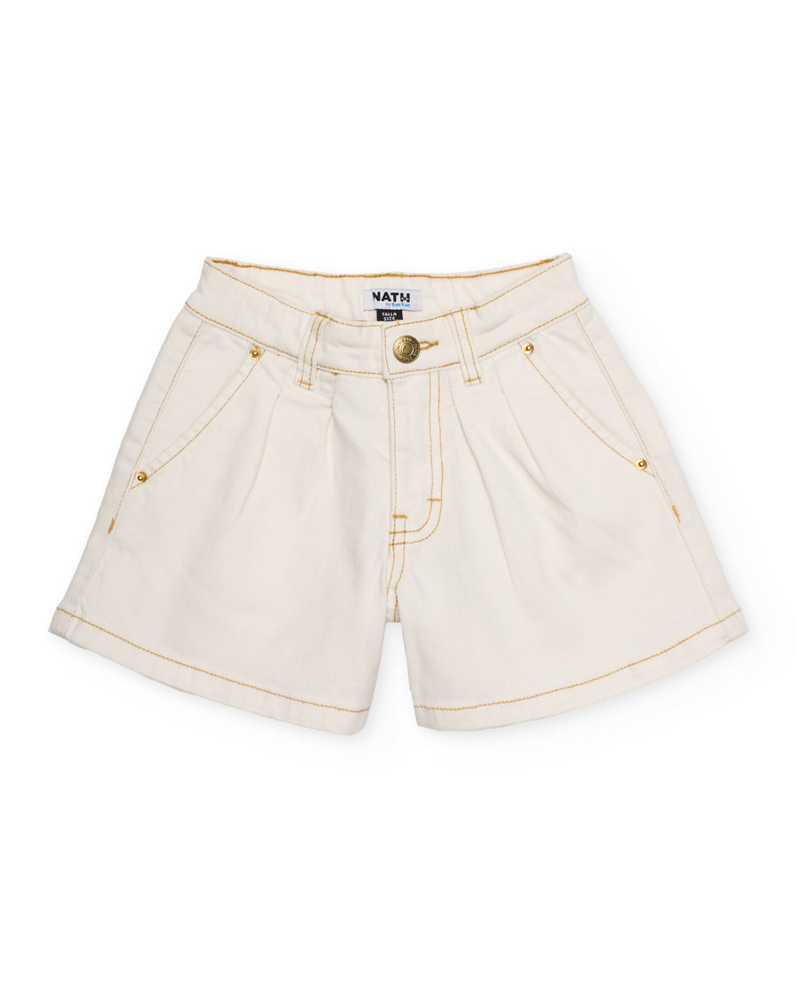 Short de niña de plana con tejido denim