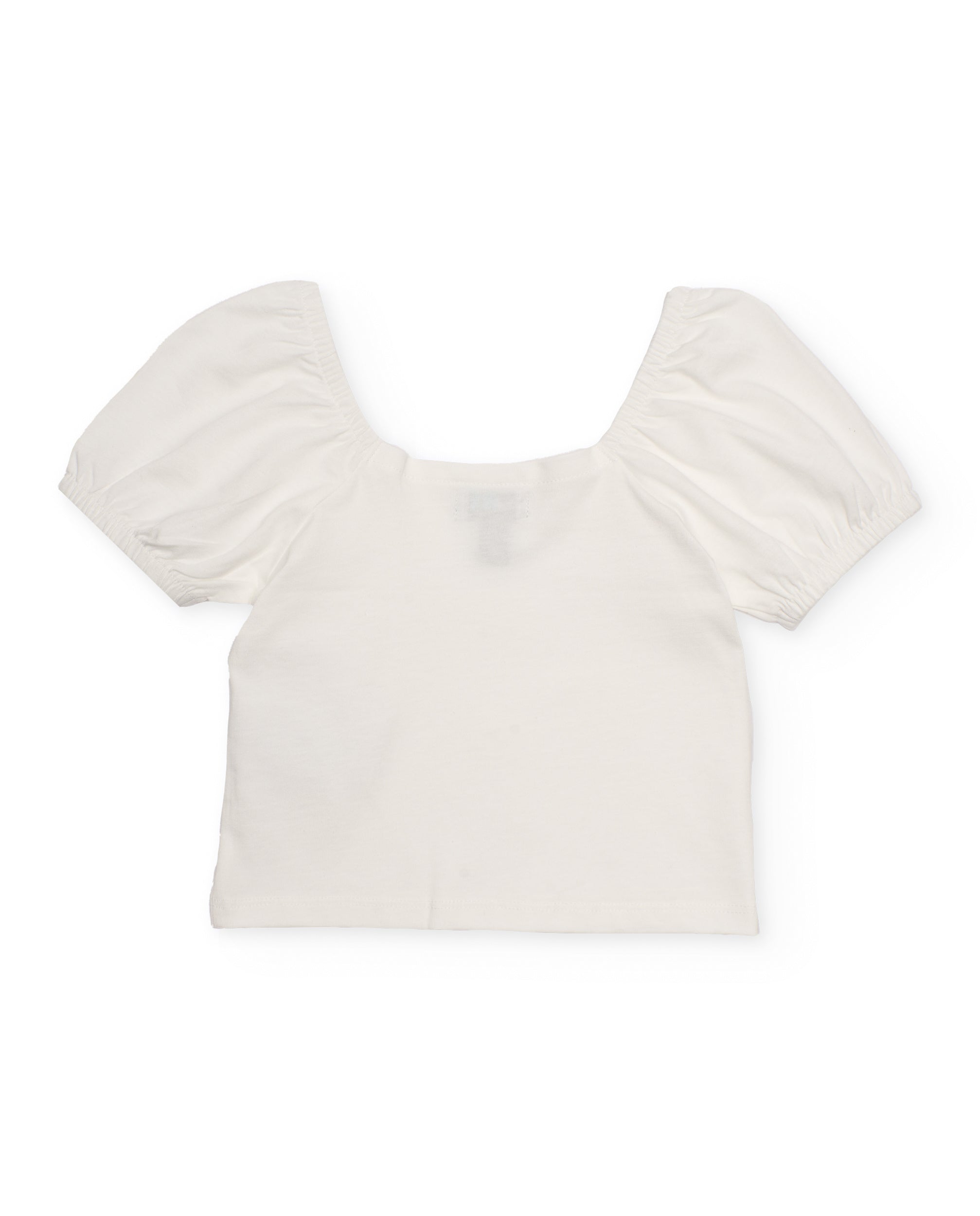 Camiseta de niña de punto con relieve floral