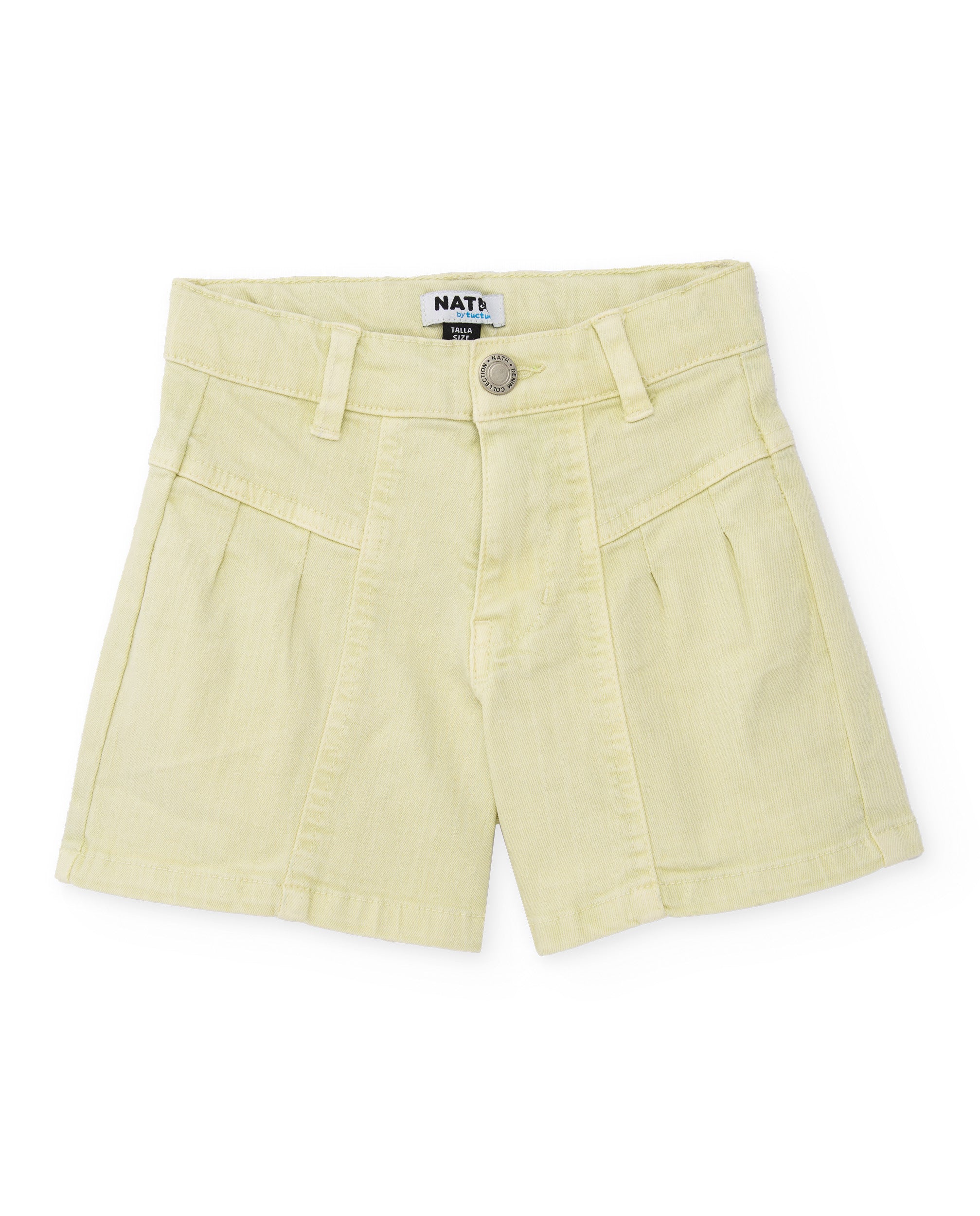 Short de niña de plana con pliegues frontales