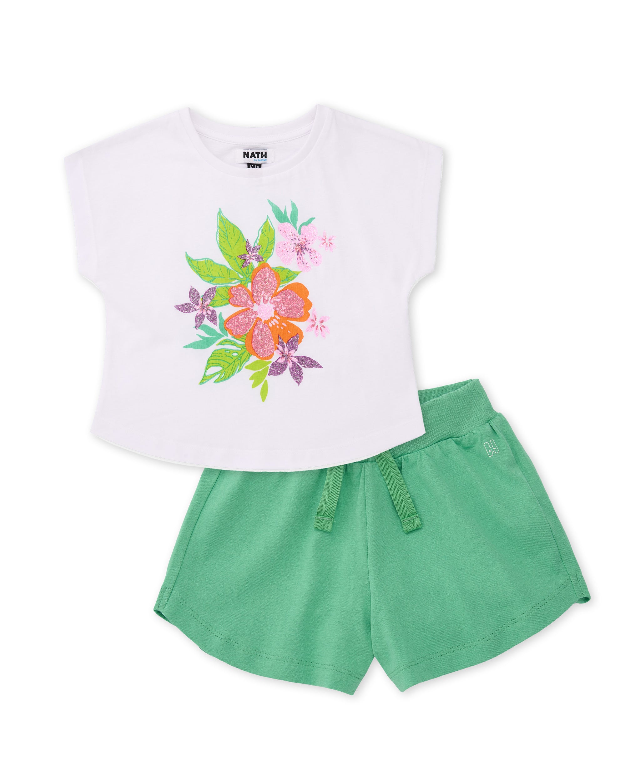 Conjunto de niña de punto con diseño floral