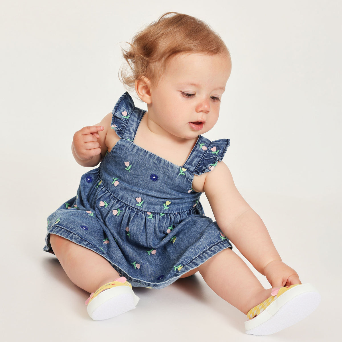 Newborn denim woven dress
