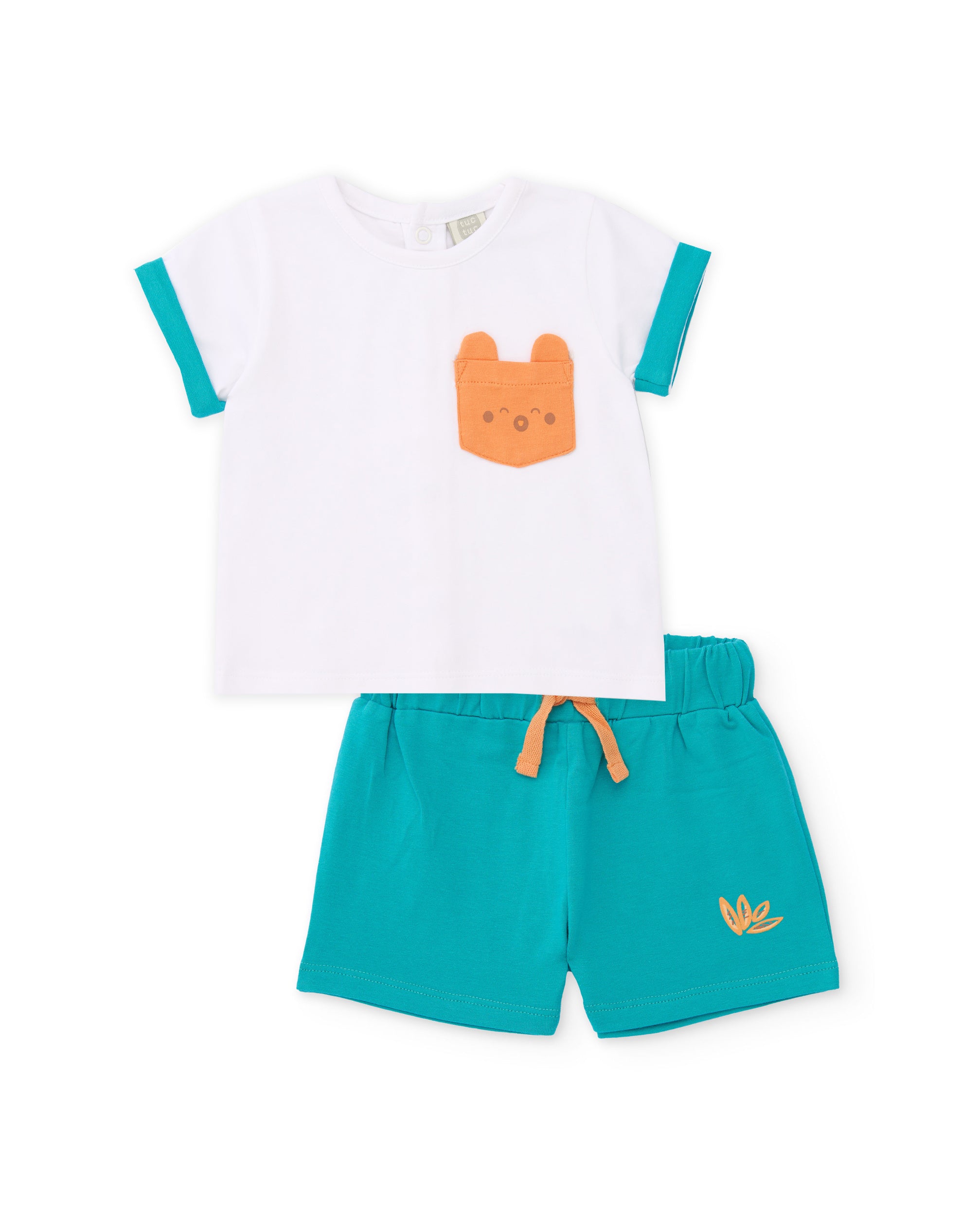 Conjunto de recién nacido de punto y bolsillo decorativo