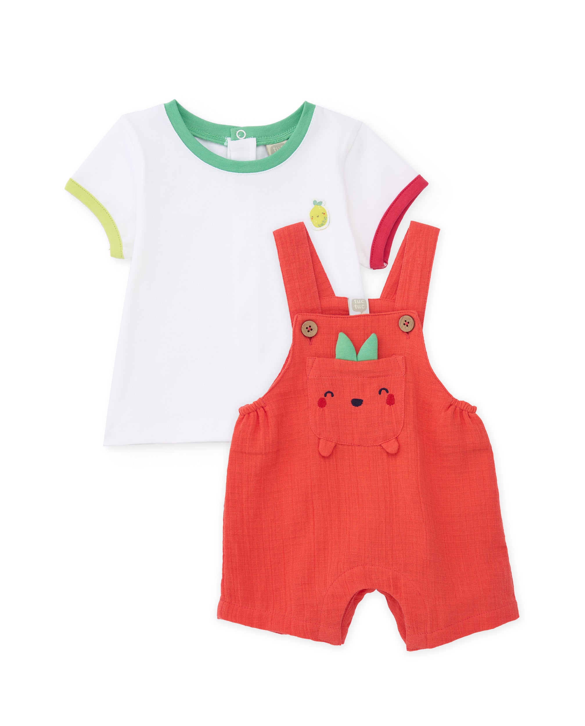 Conjunto de recién nacido de punto y bolsillo frontal de fruta