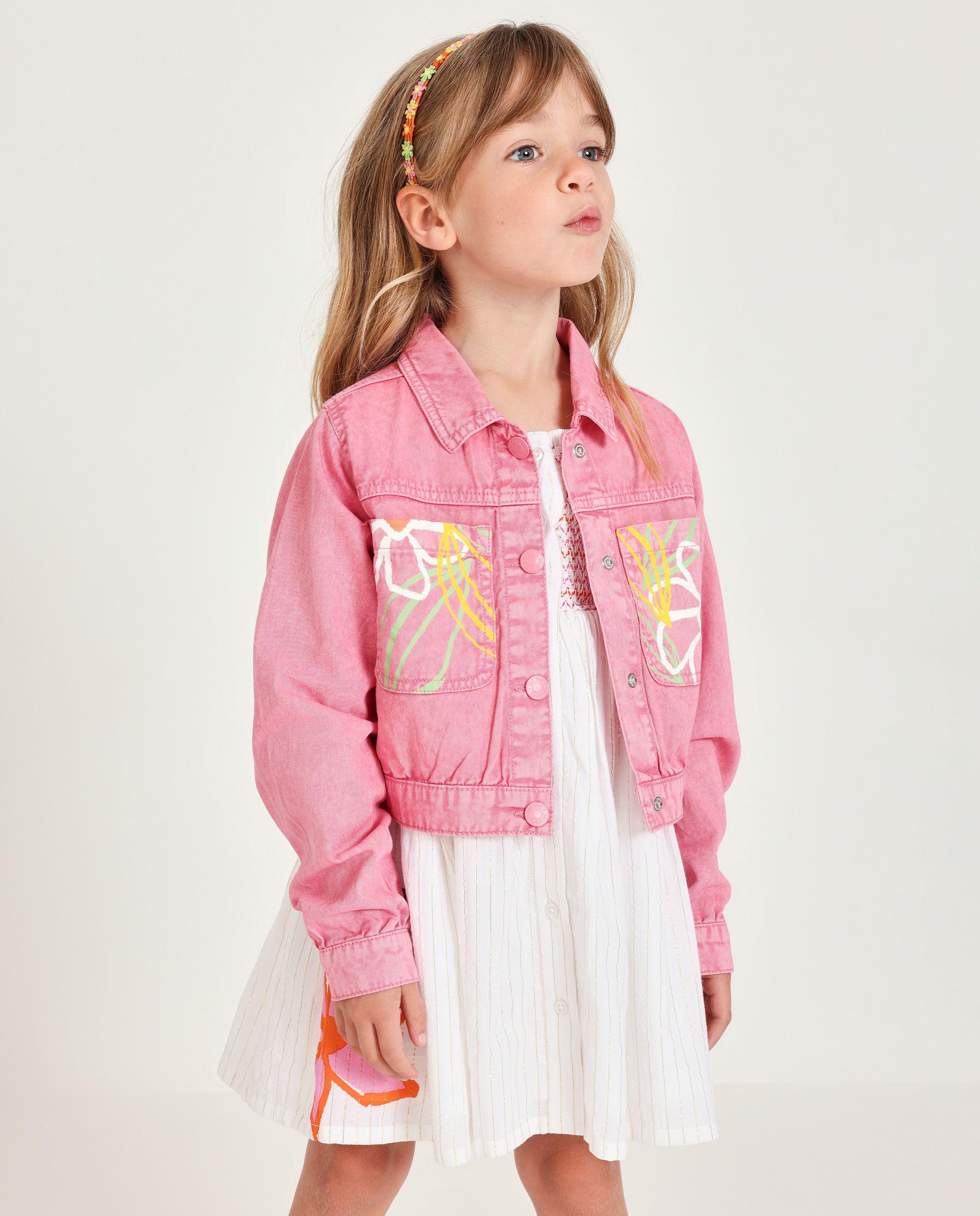 Chaqueta de niña de plana y denim suave