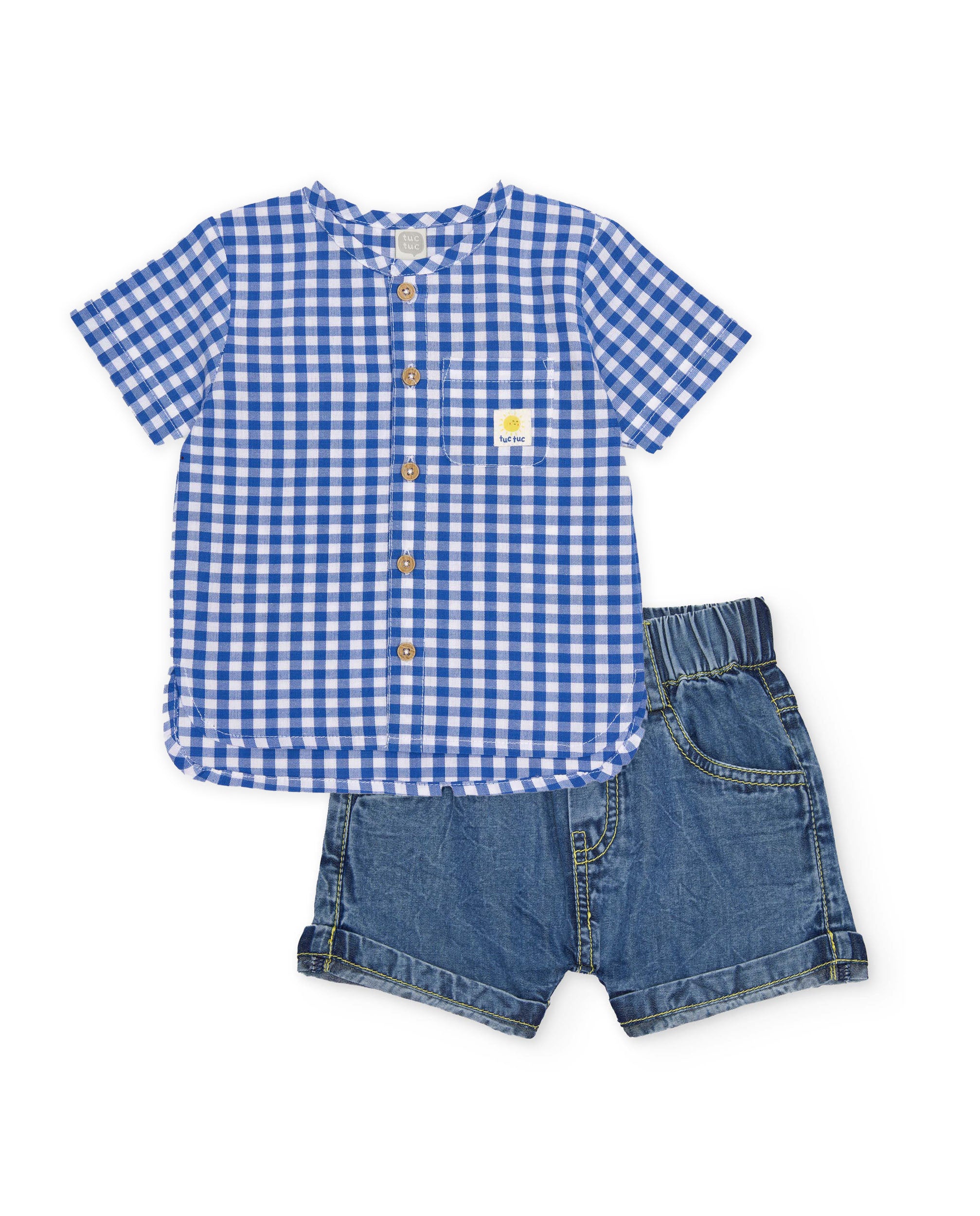Conjunto de recién nacido de plana y estampado vichy
