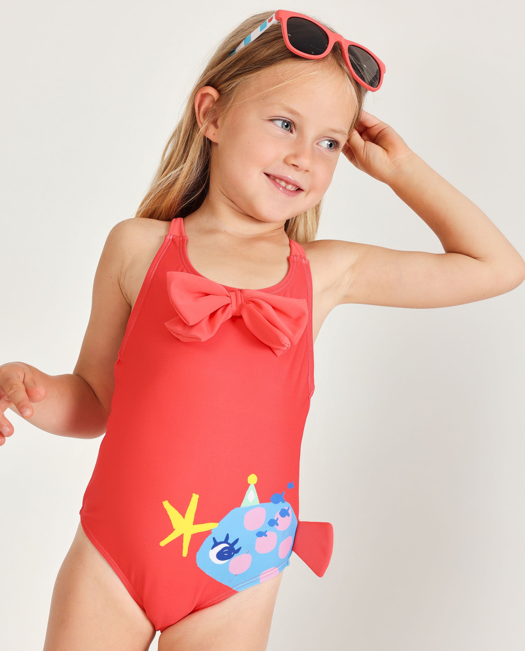 Bañador de niña de punto con lazo grande