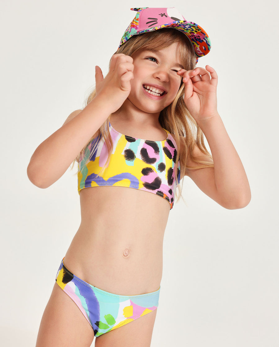 Bikini de niña de punto con diseño abstracto