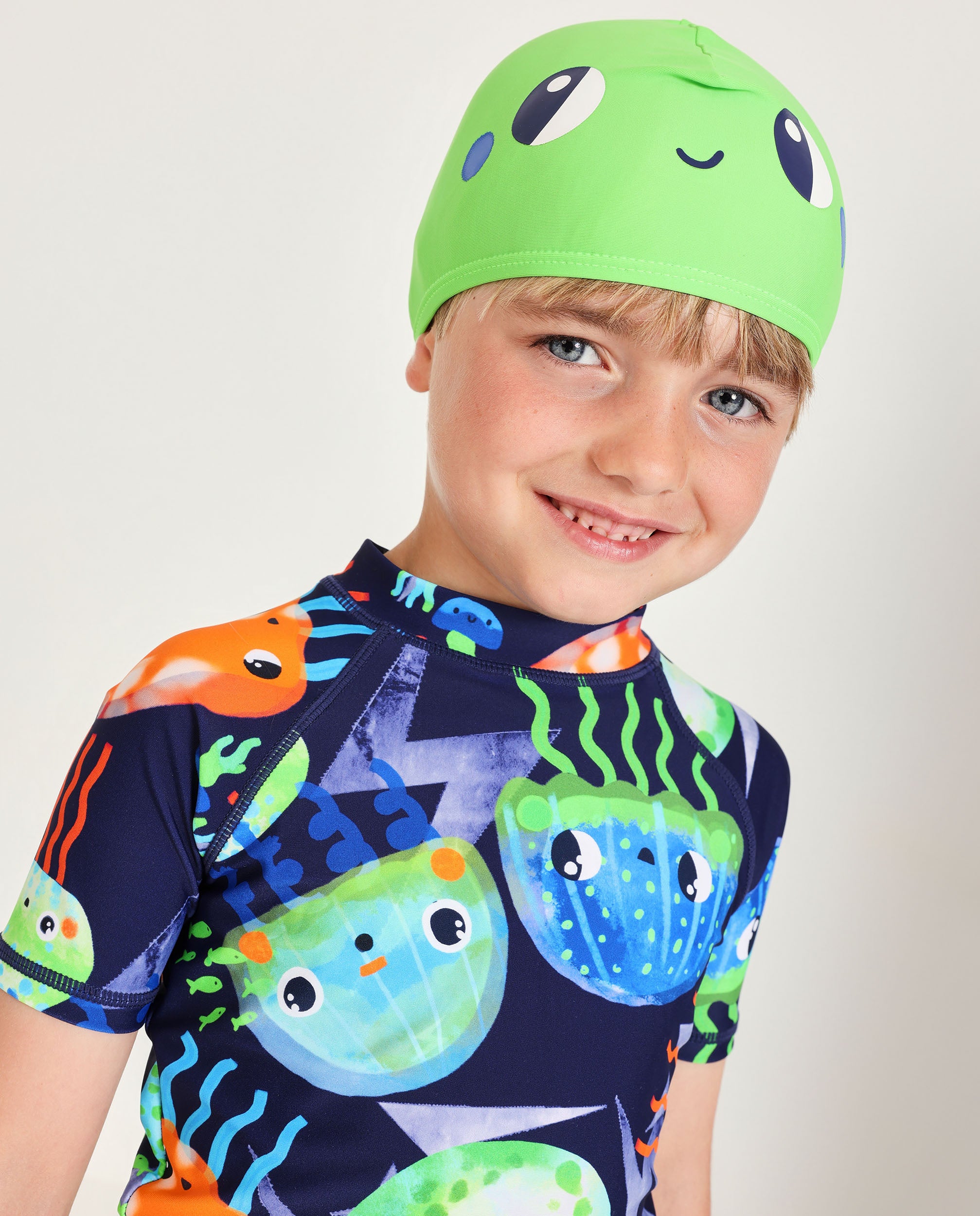 Gorro de natación de niño de punto con aleta decorativa