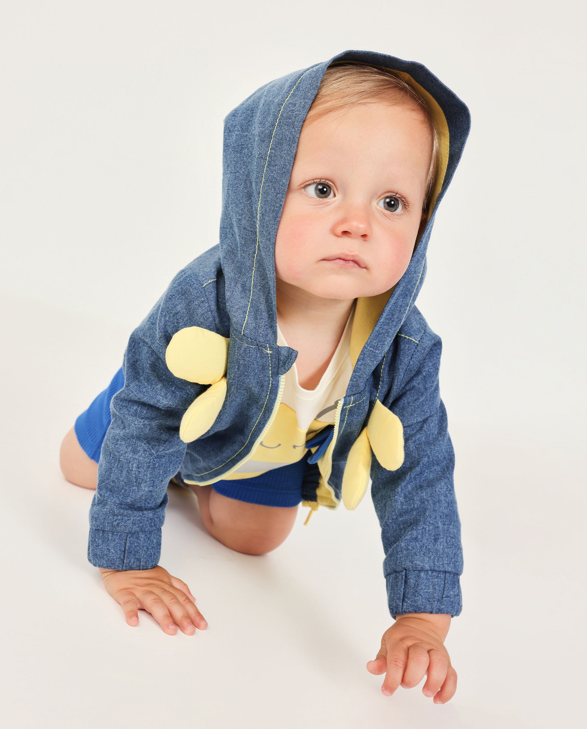 Chaqueta de recién nacido de plana en denim
