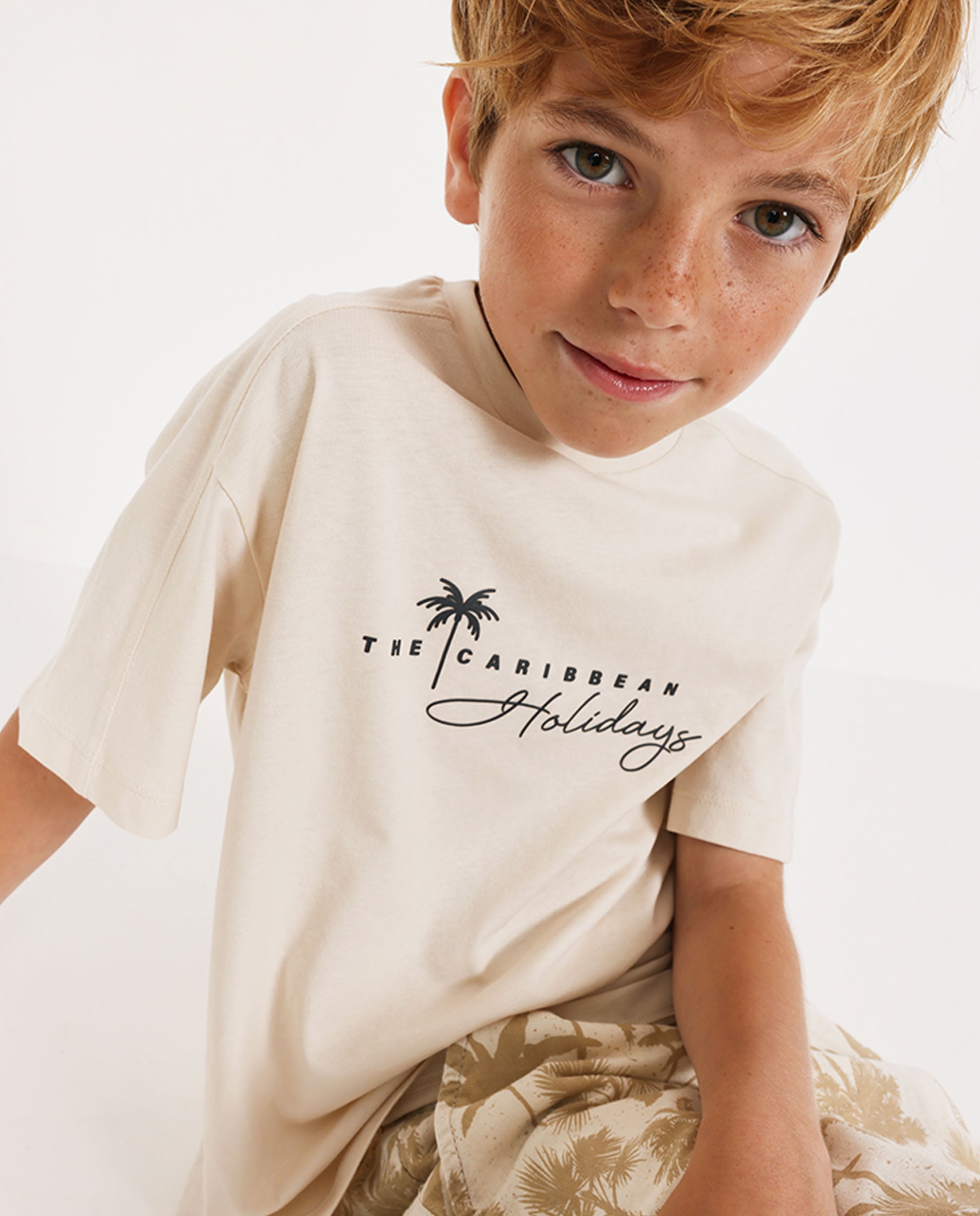 Camiseta de niño de punto con estampado caribeño