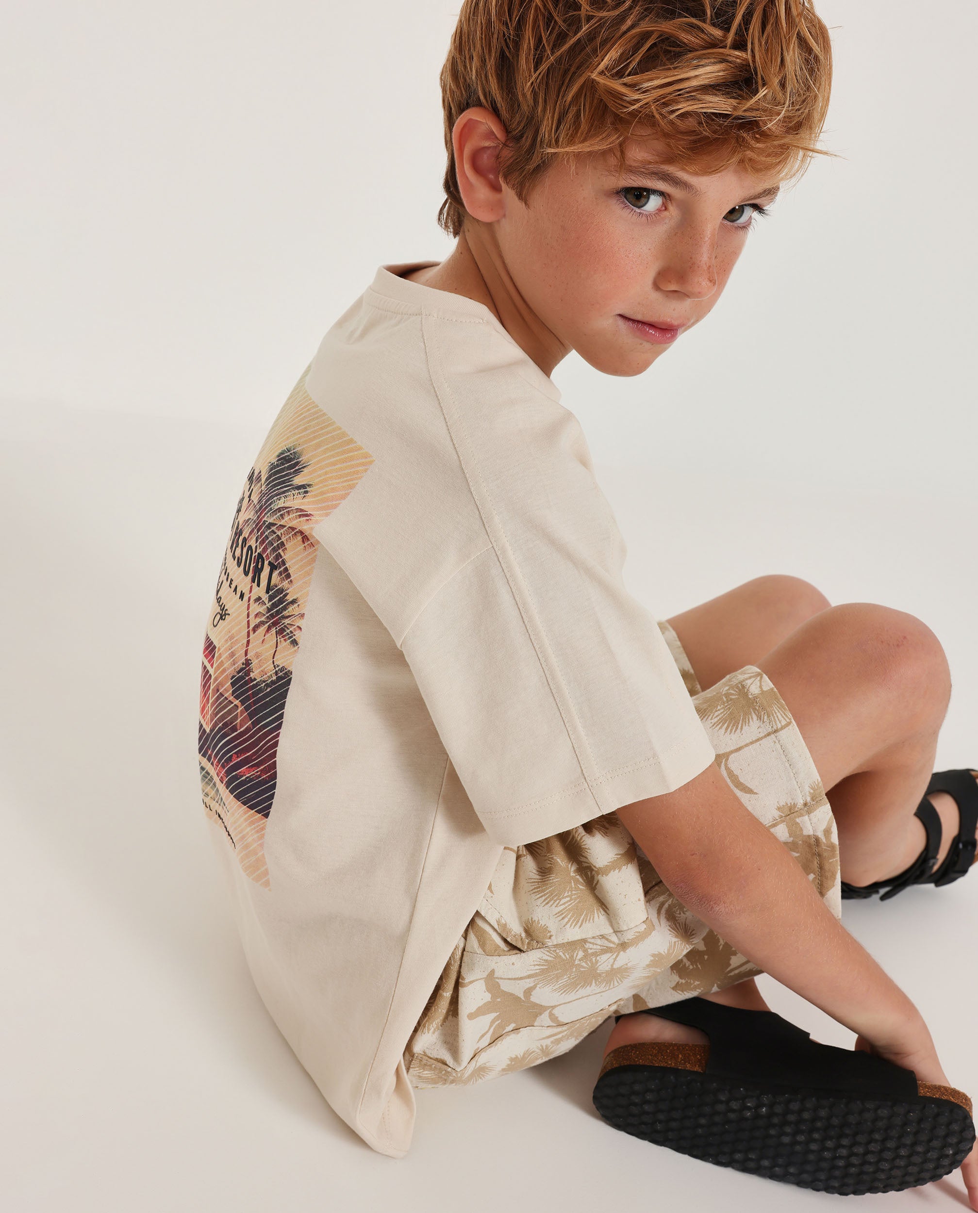 Camiseta de niño de punto con estampado caribeño