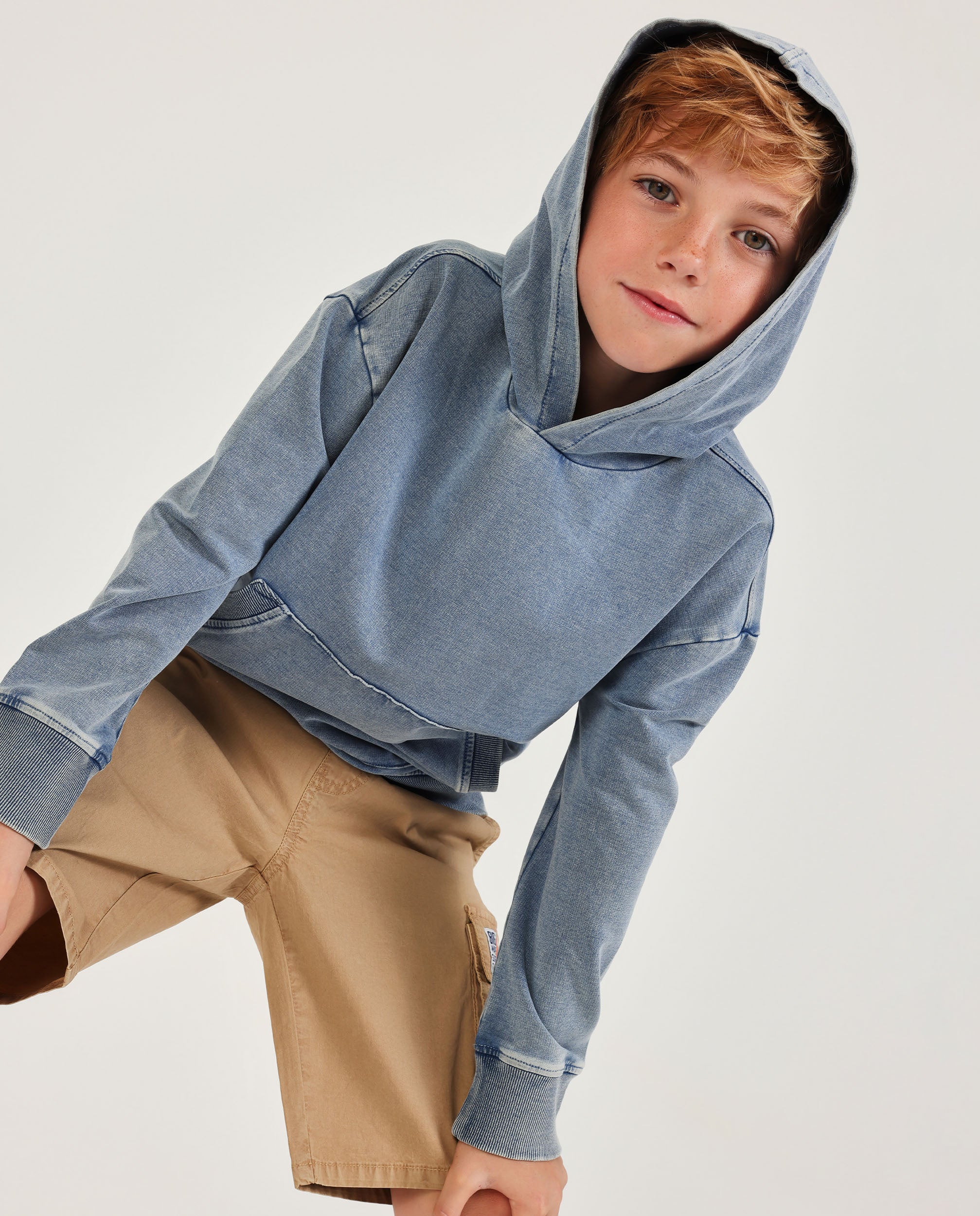 Sudadera de niño de punto y denim efecto lavado