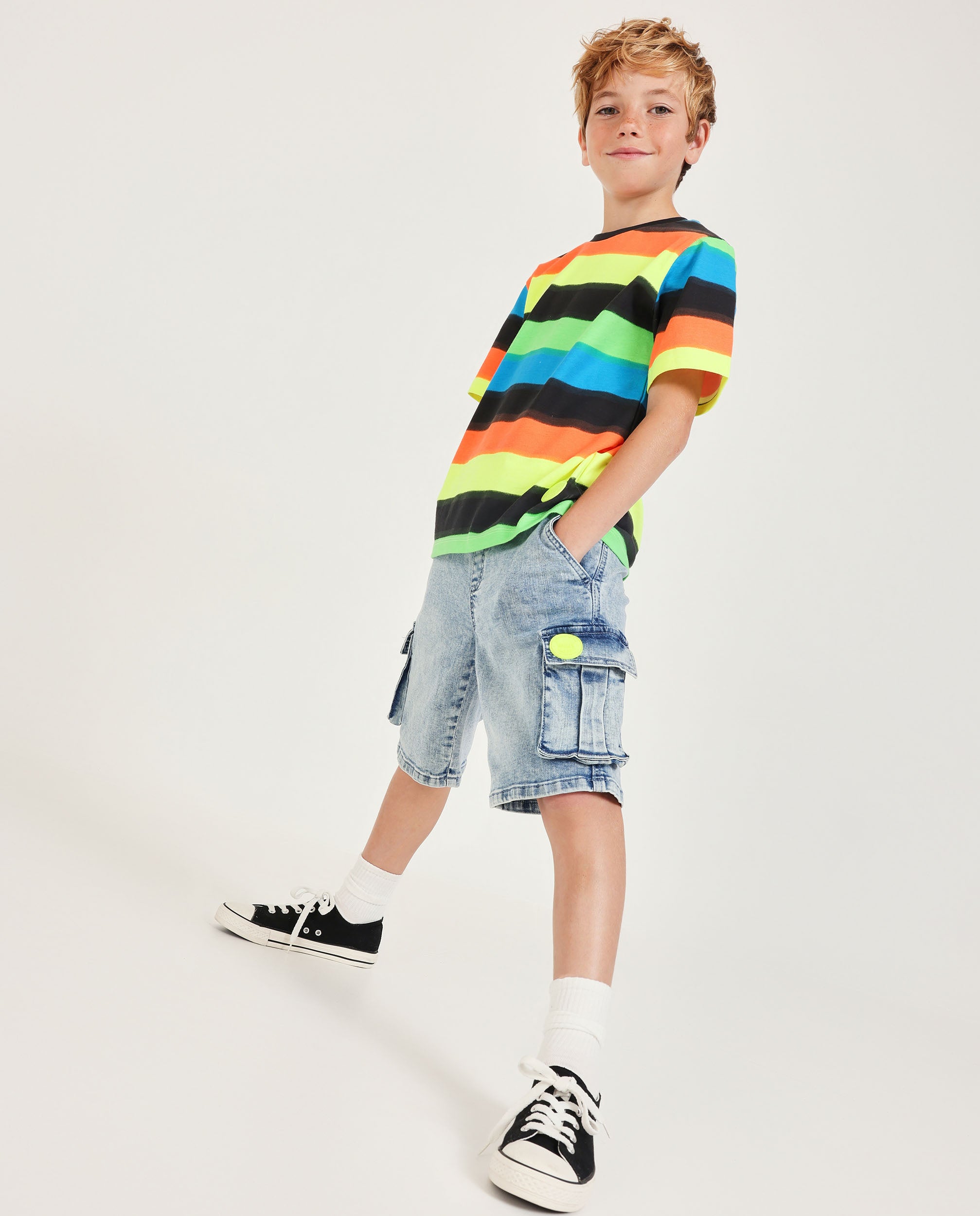 Bermuda de niño de plana y tejido denim