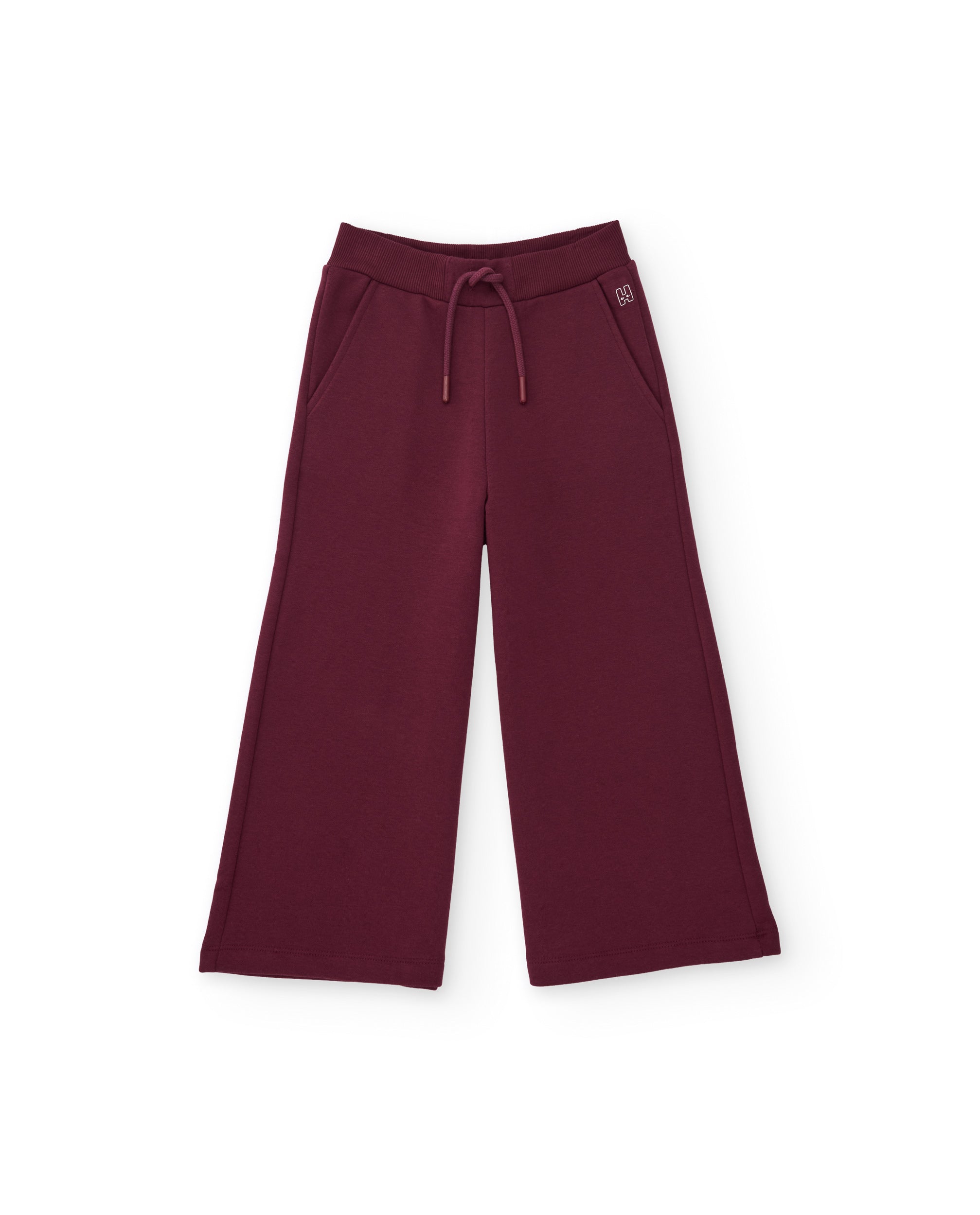 Pantalón de niña de felpa con corte ancho y cordón ajustable