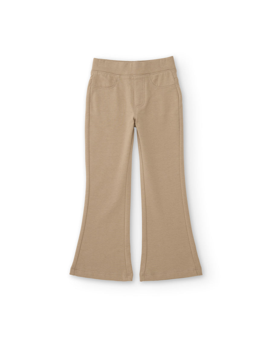 Pantalón de niña de felpa con corte acampanado y tiro medio