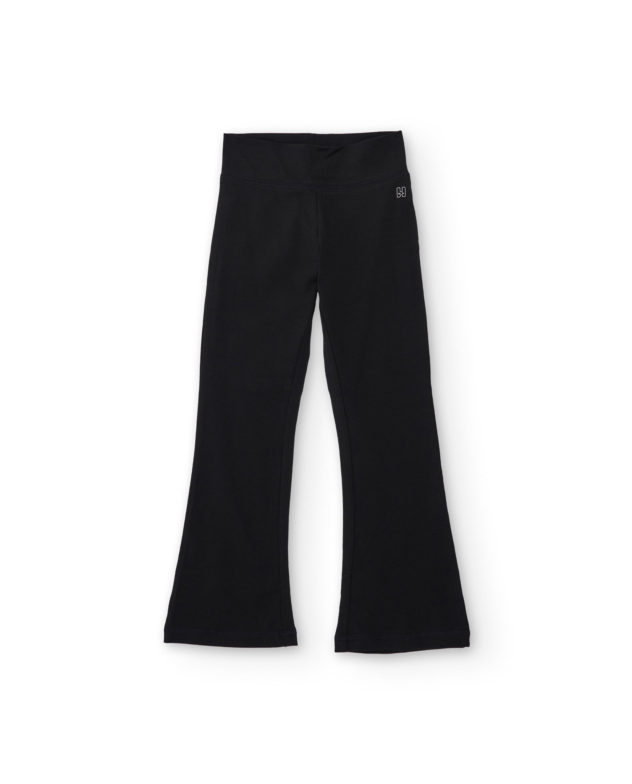 Pantalón de niña de punto con corte acampanado y cintura alta