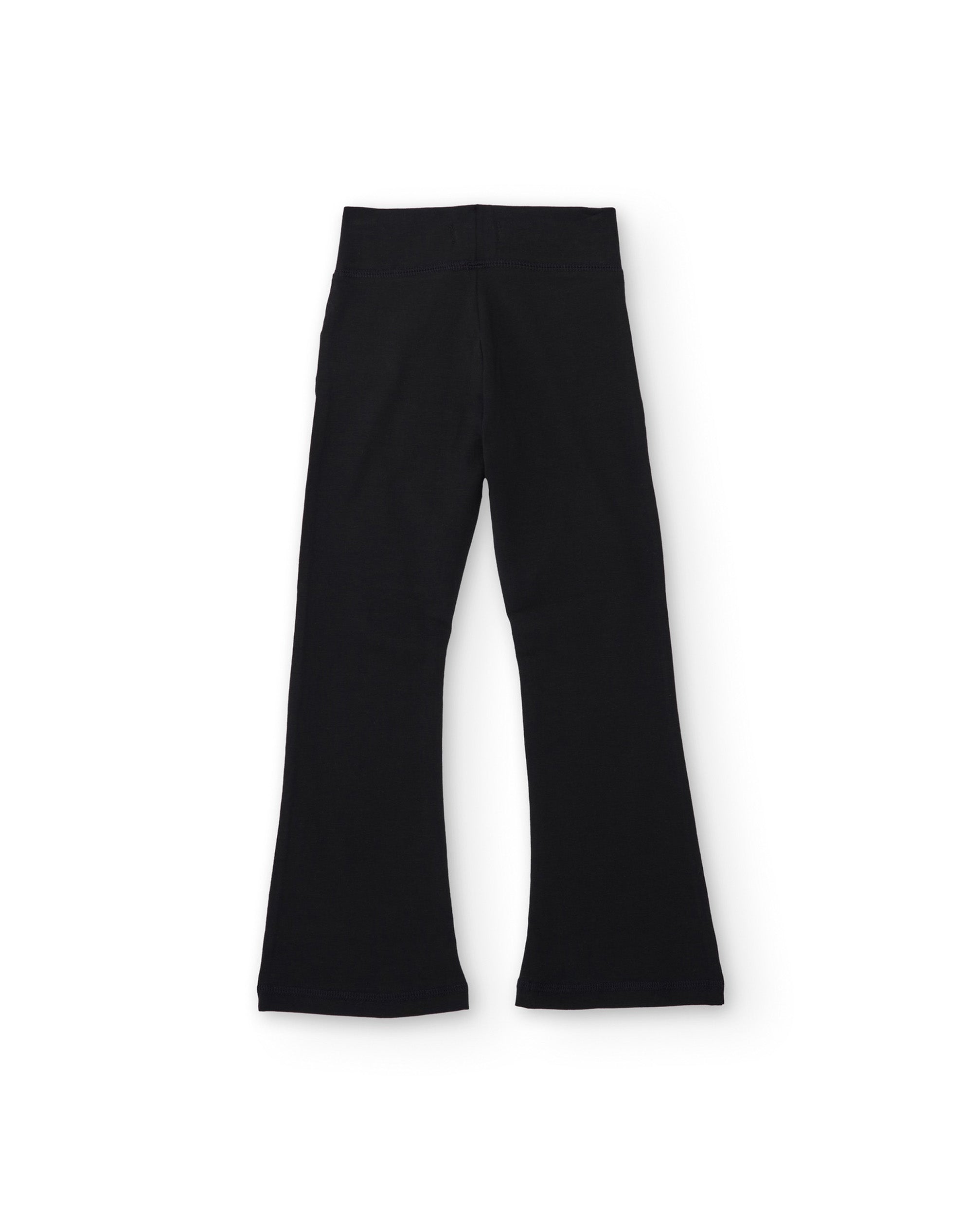 Pantalón de niña de punto con corte acampanado y cintura alta