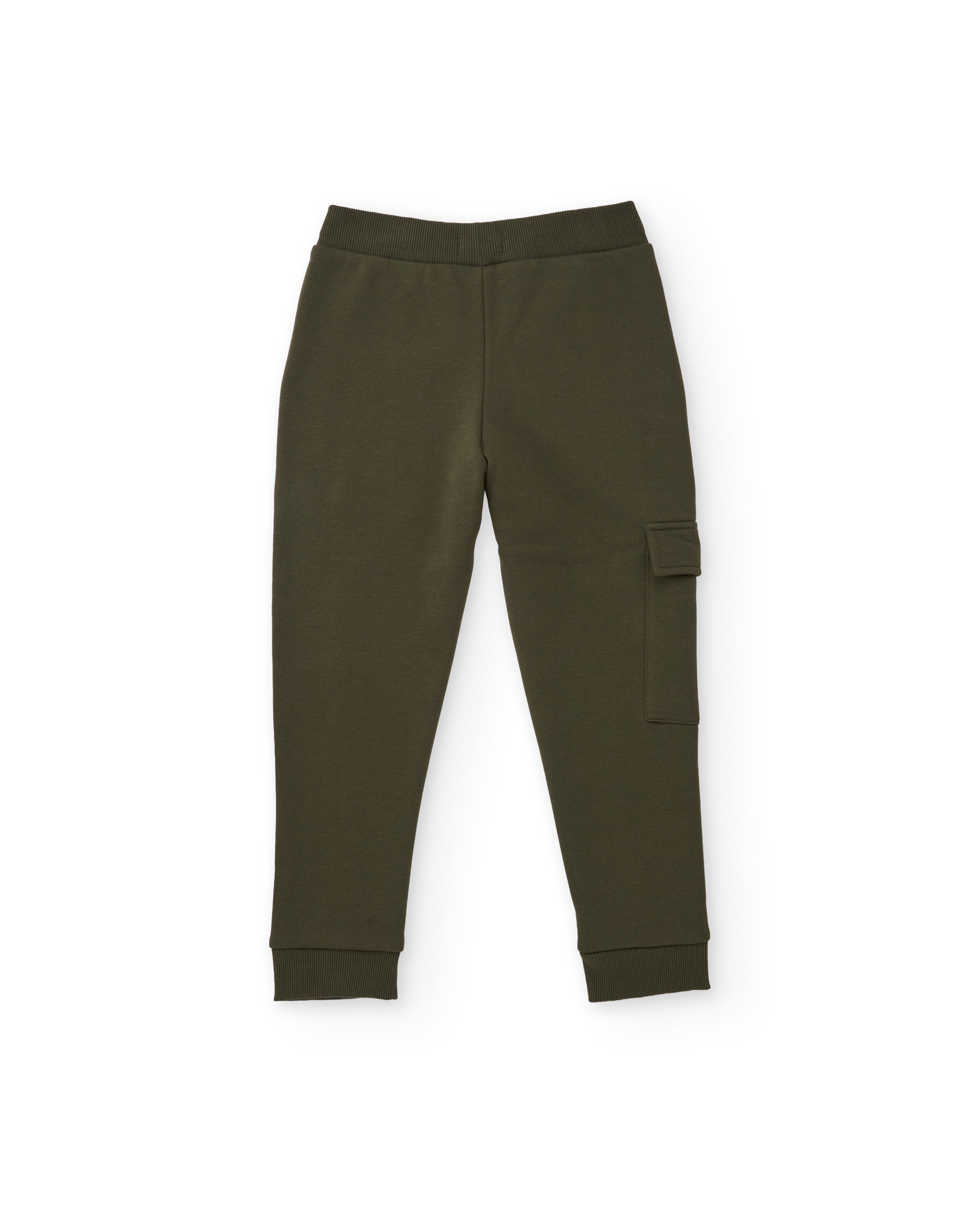 Pantalón de niño de felpa con bolsillo cargo y puños acanalados