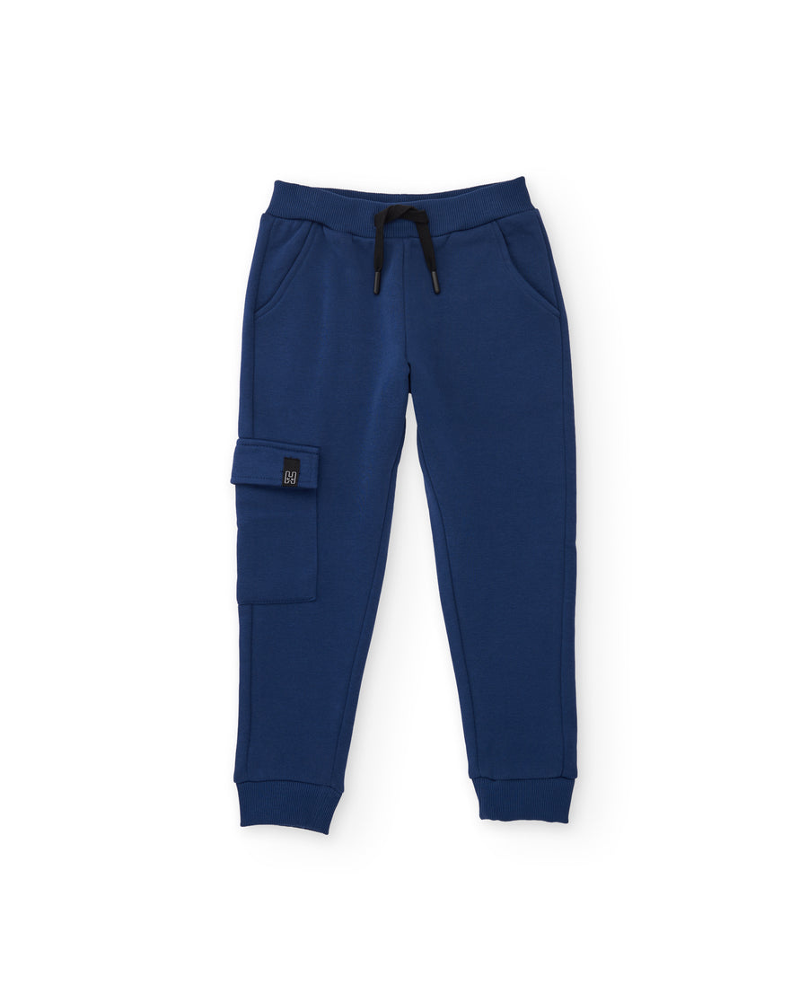 Boys' plush trousers with a cargo pocket and comfortable fit