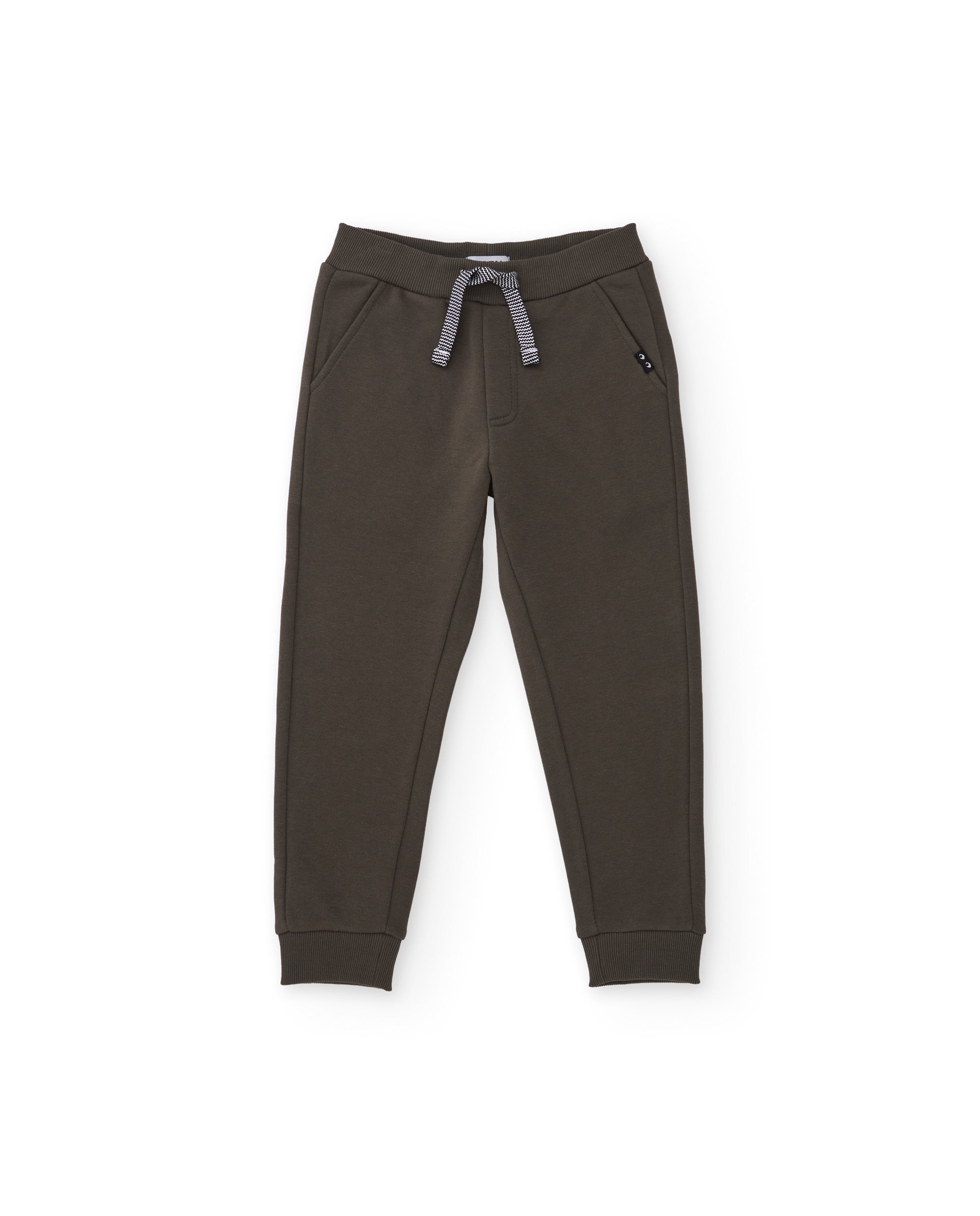 Pantalón de niño de felpa con cordón en la cintura y puños acanalados