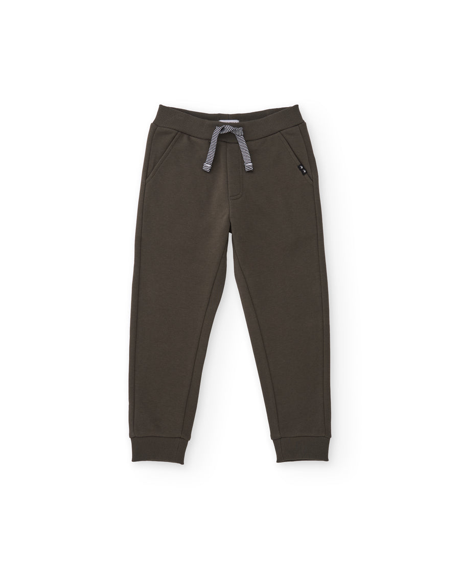 Pantaloni da bambino in felpa con coulisse in vita e polsini a coste