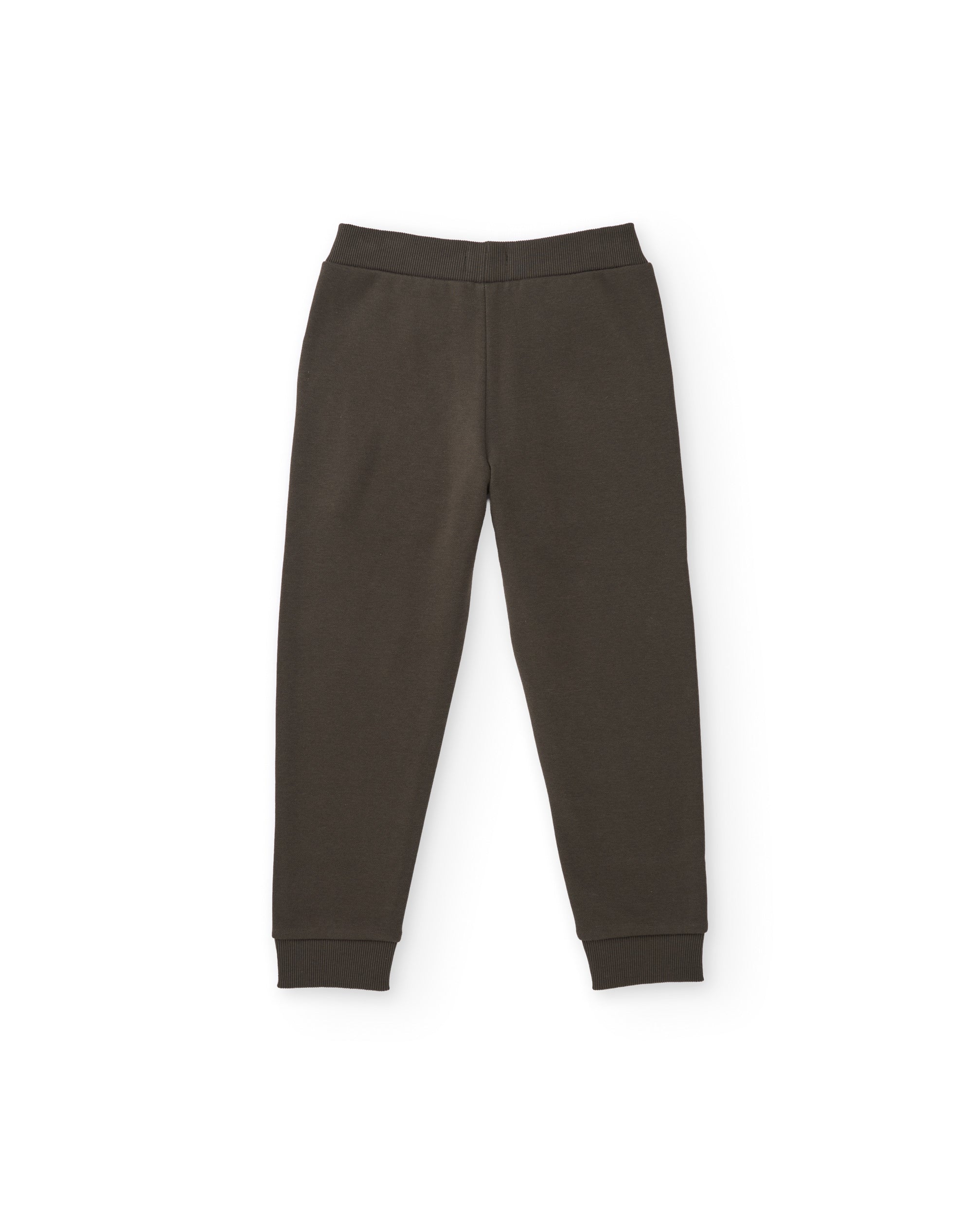 Pantalón de niño de felpa con cordón en la cintura y puños acanalados