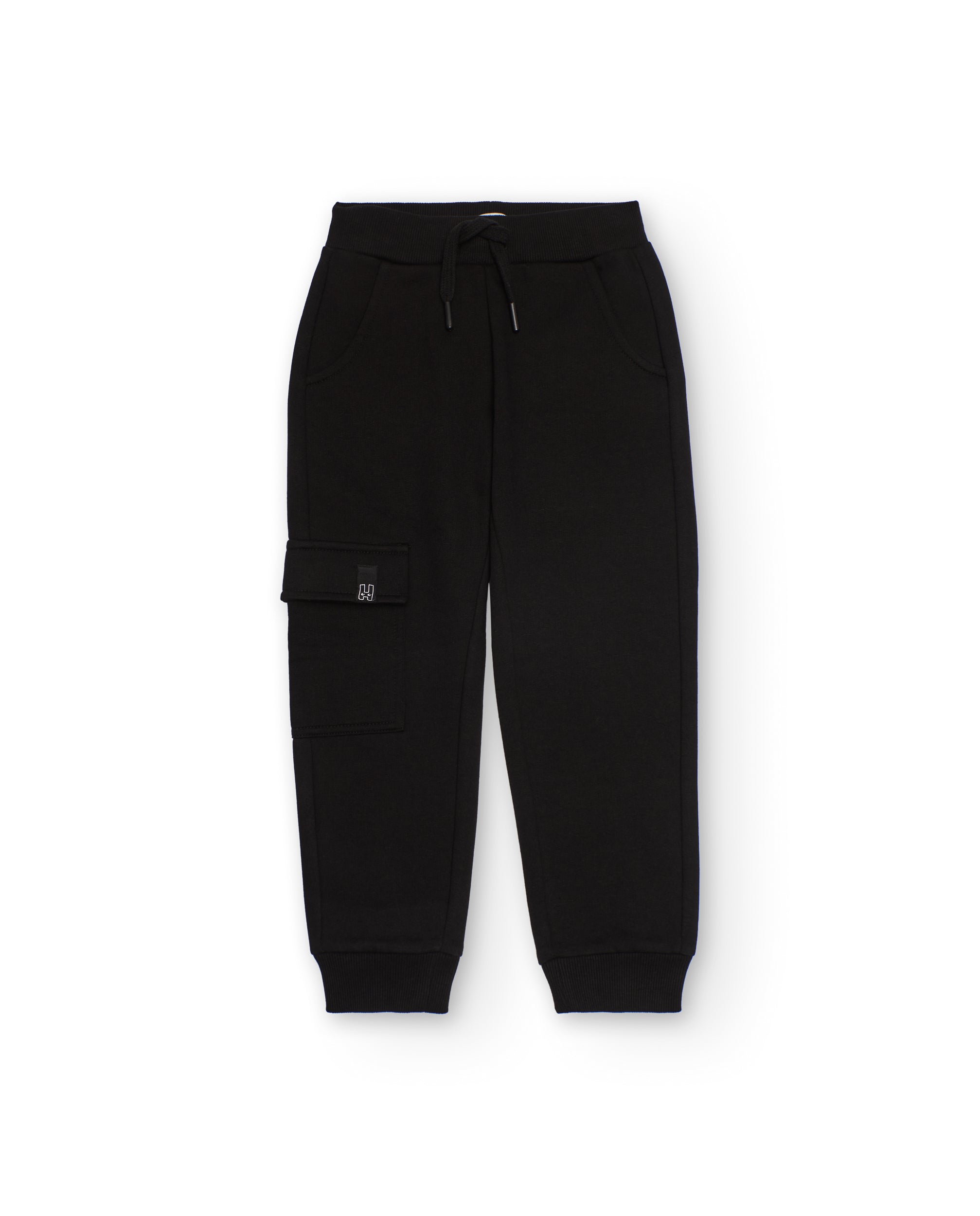 Pantalón de niño de felpa con bolsillo cargo y puños de canalé