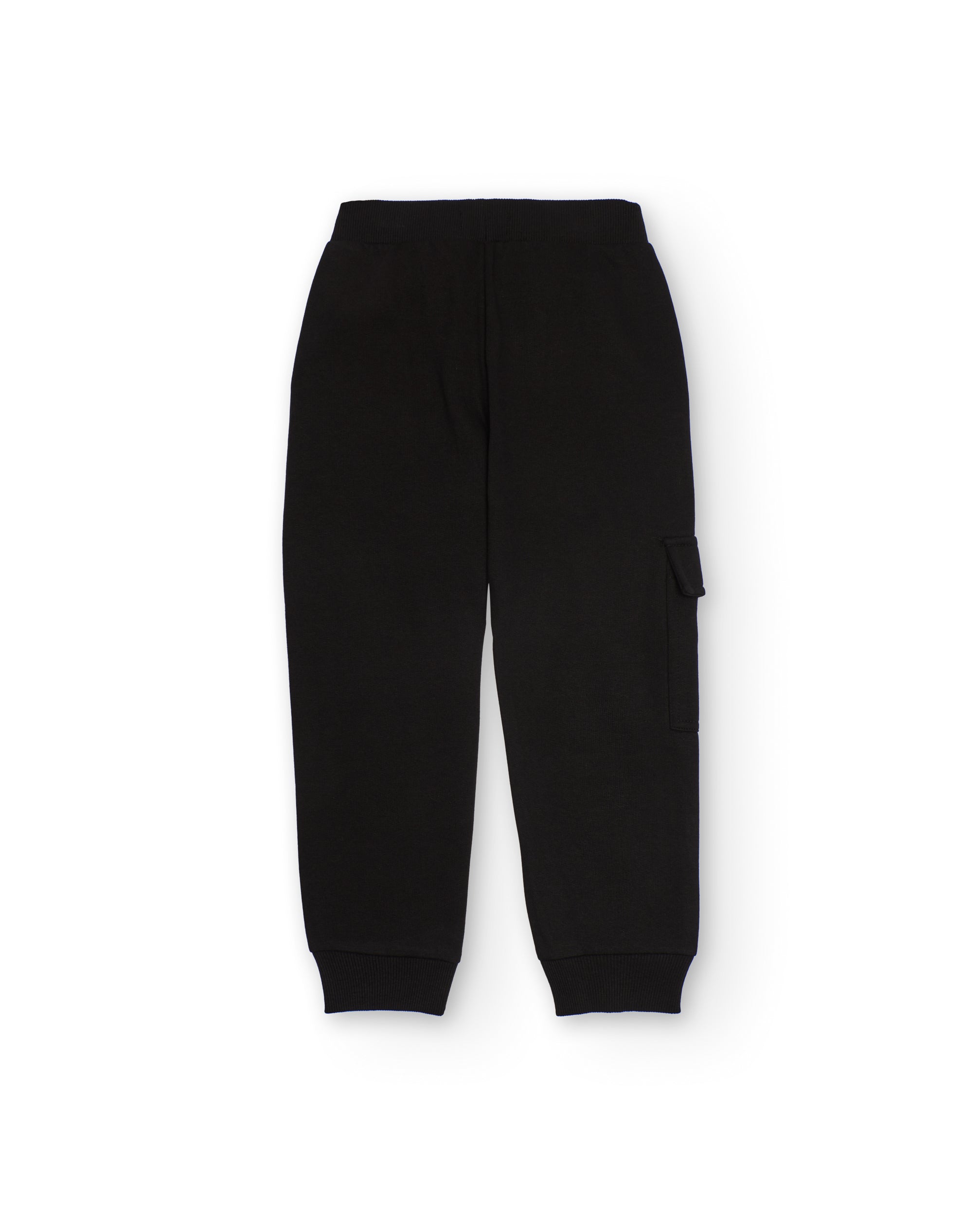 Pantalón de niño de felpa con bolsillo cargo y puños de canalé
