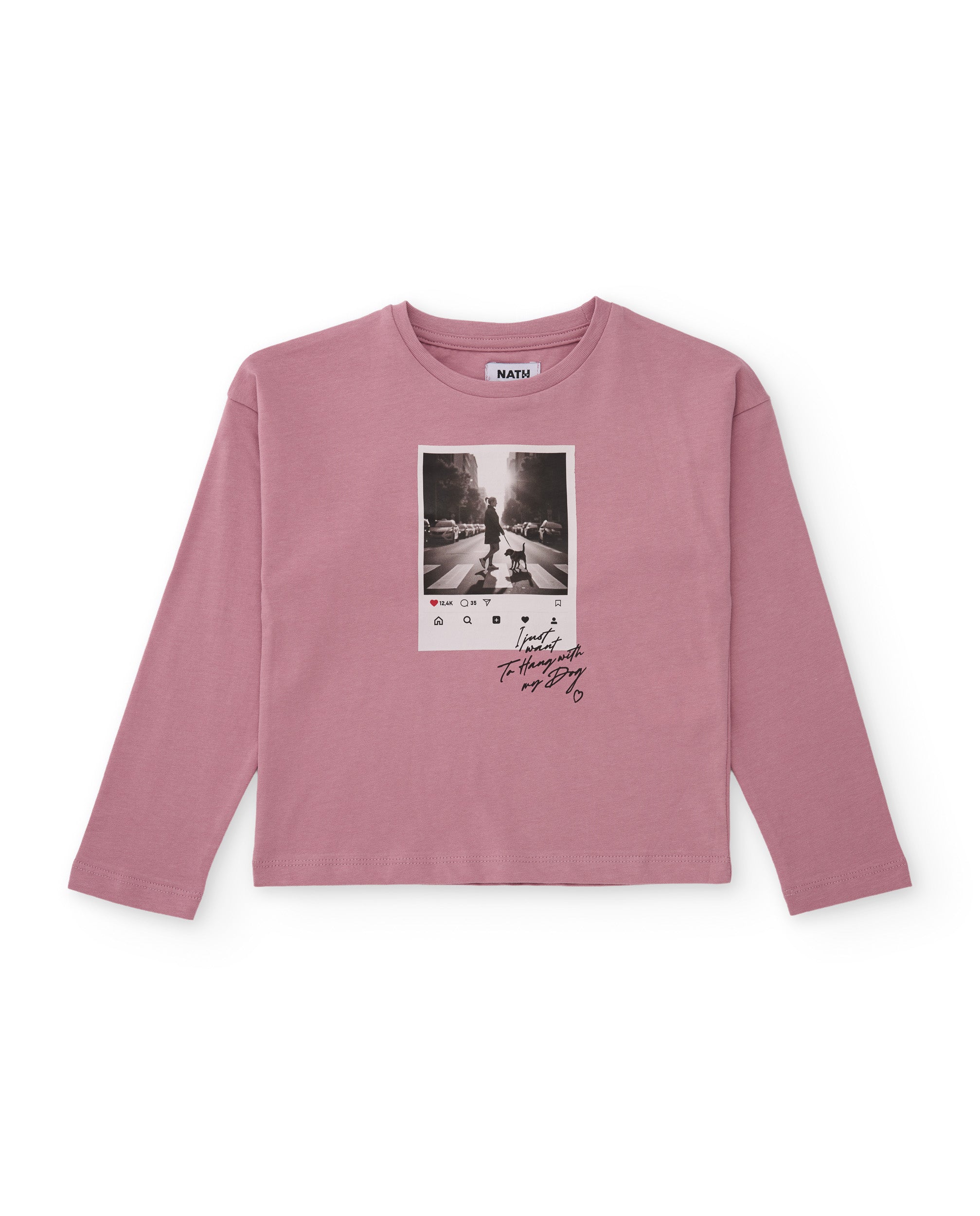 Conjunto de niña de punto con camiseta estampada y leggings a juego