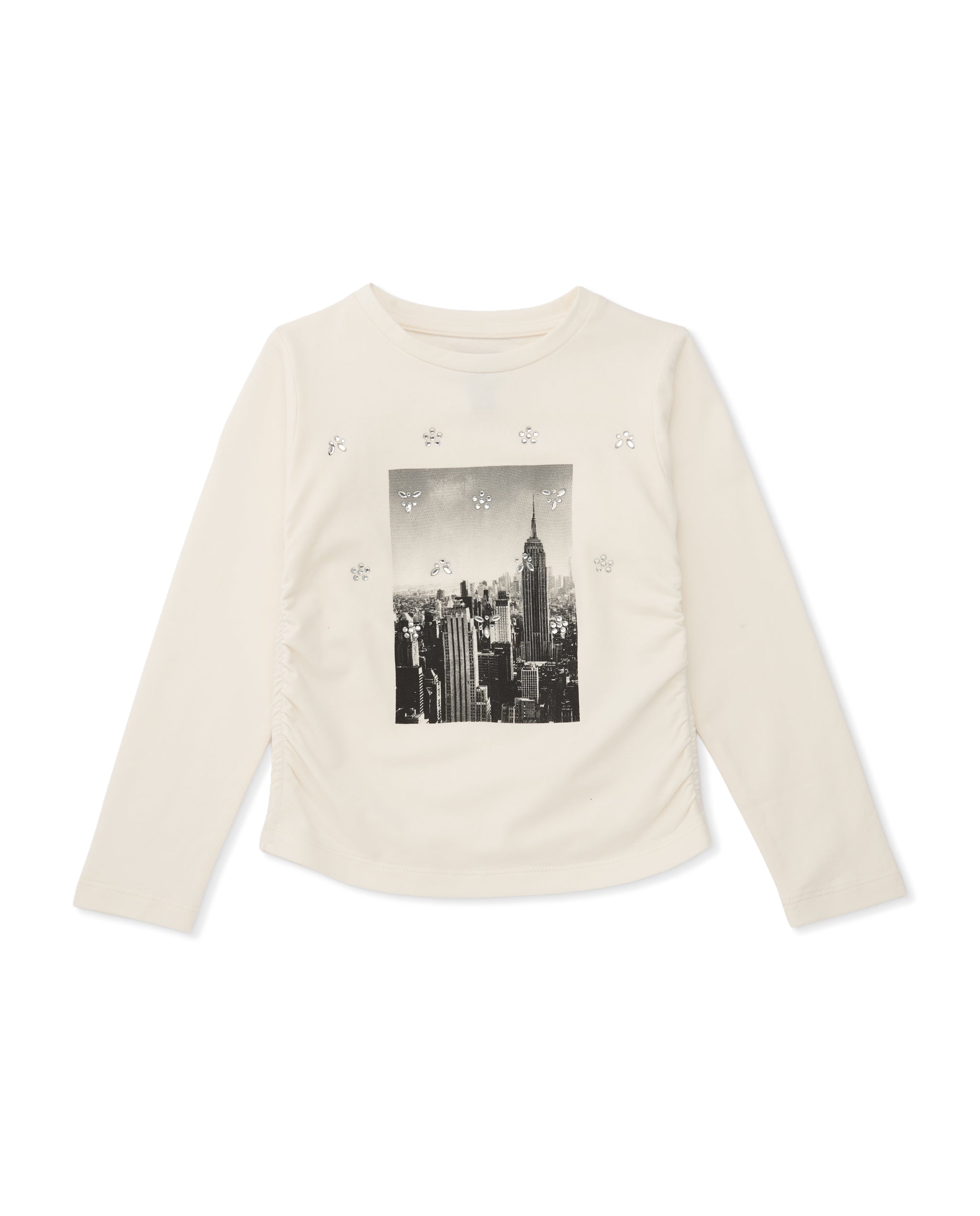 Camiseta de niña de punto con manga larga y diseño de ciudad