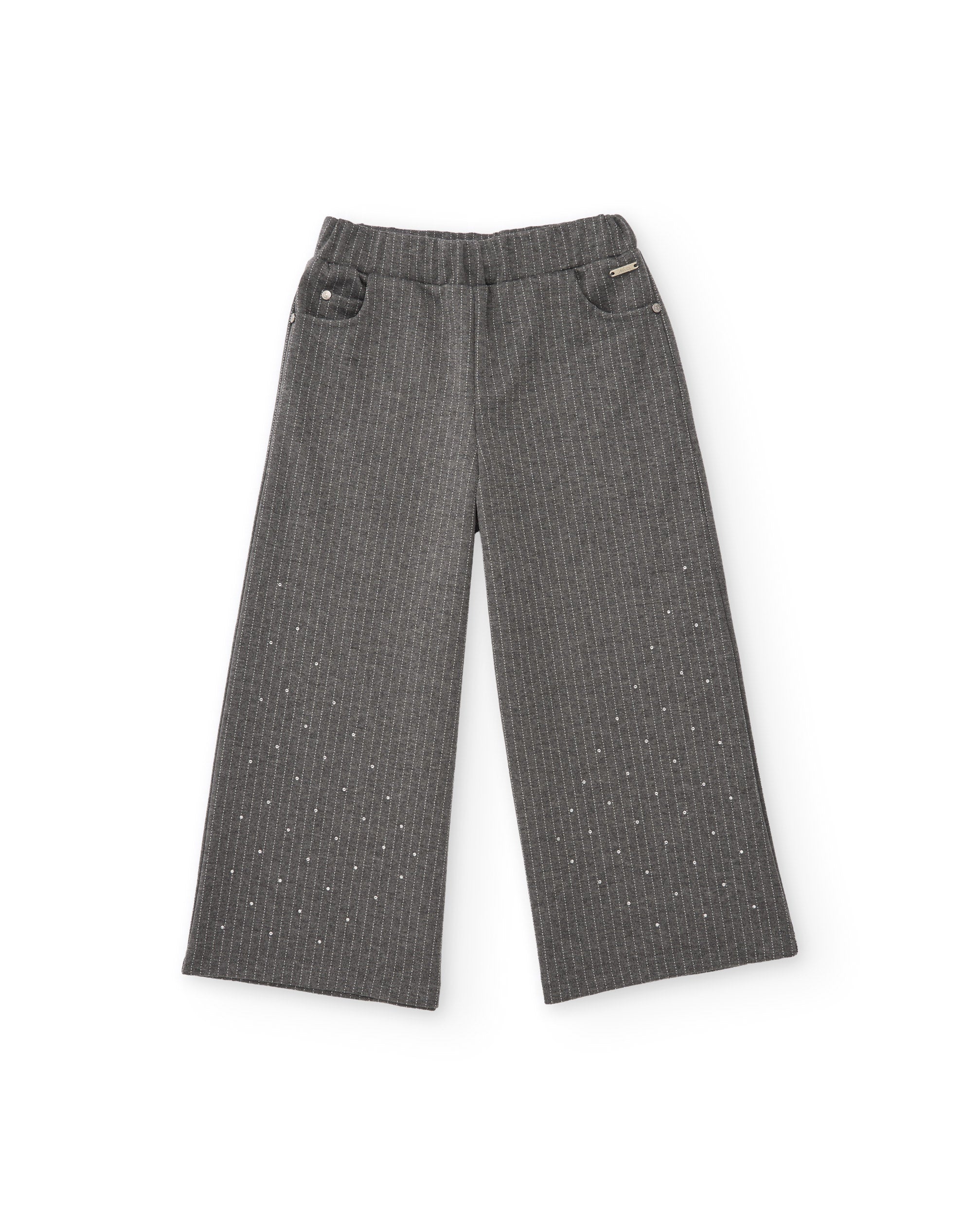 Pantalón de niña de punto con lentejuelas y corte palazzo