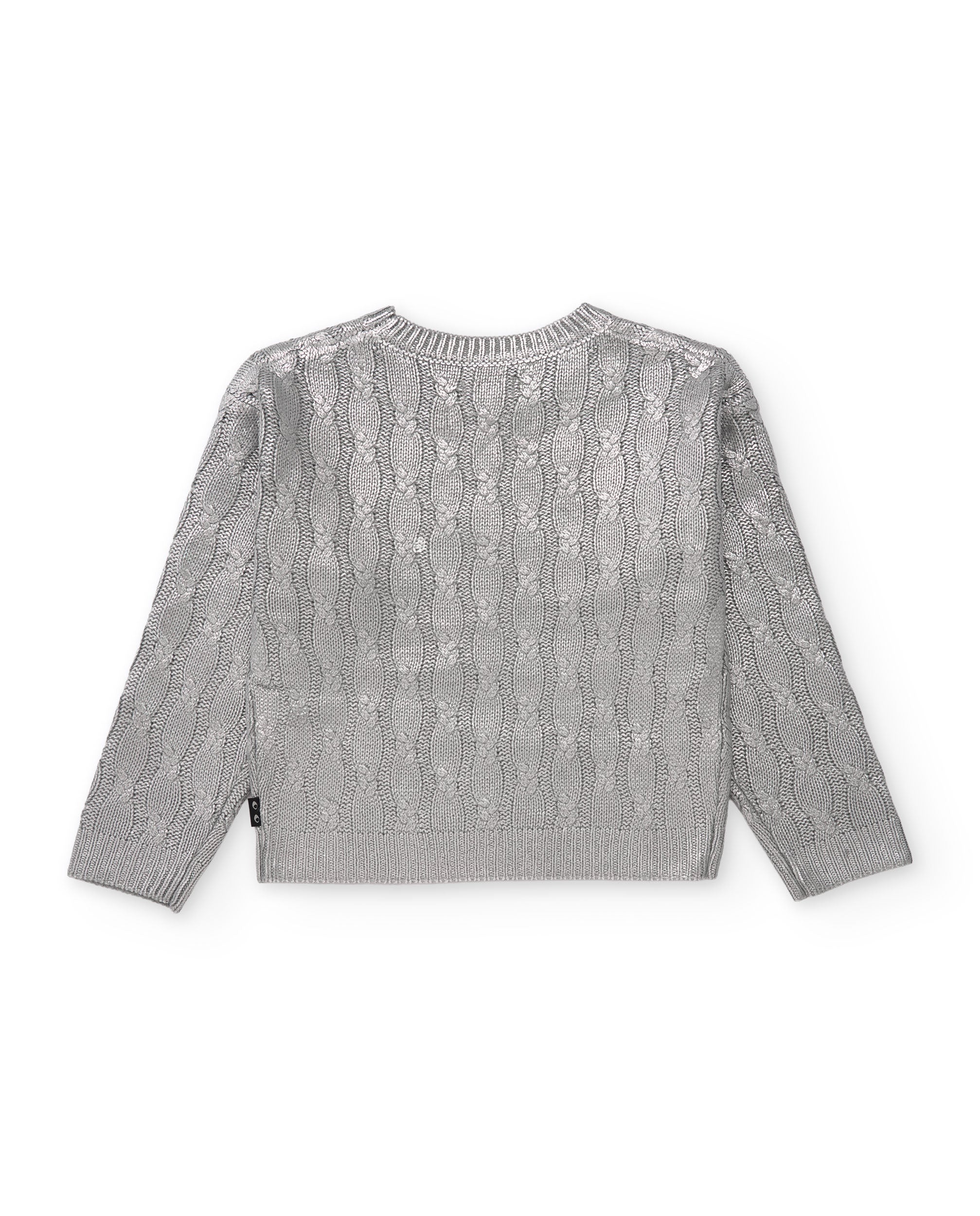 Jersey de niña de tricot de canalé con tonos plateados