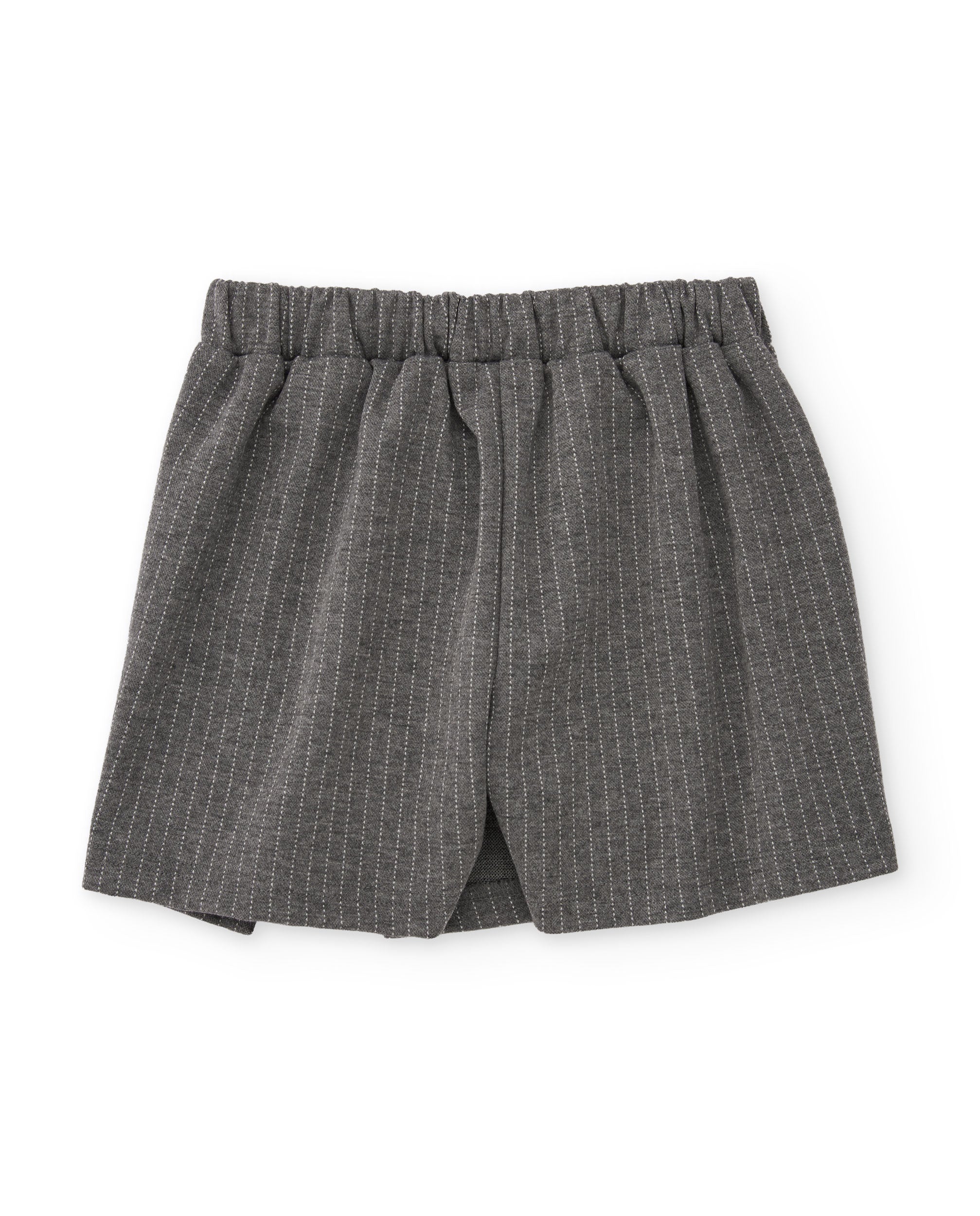 Falda pantalón de niña de punto con corte plisado y rayas