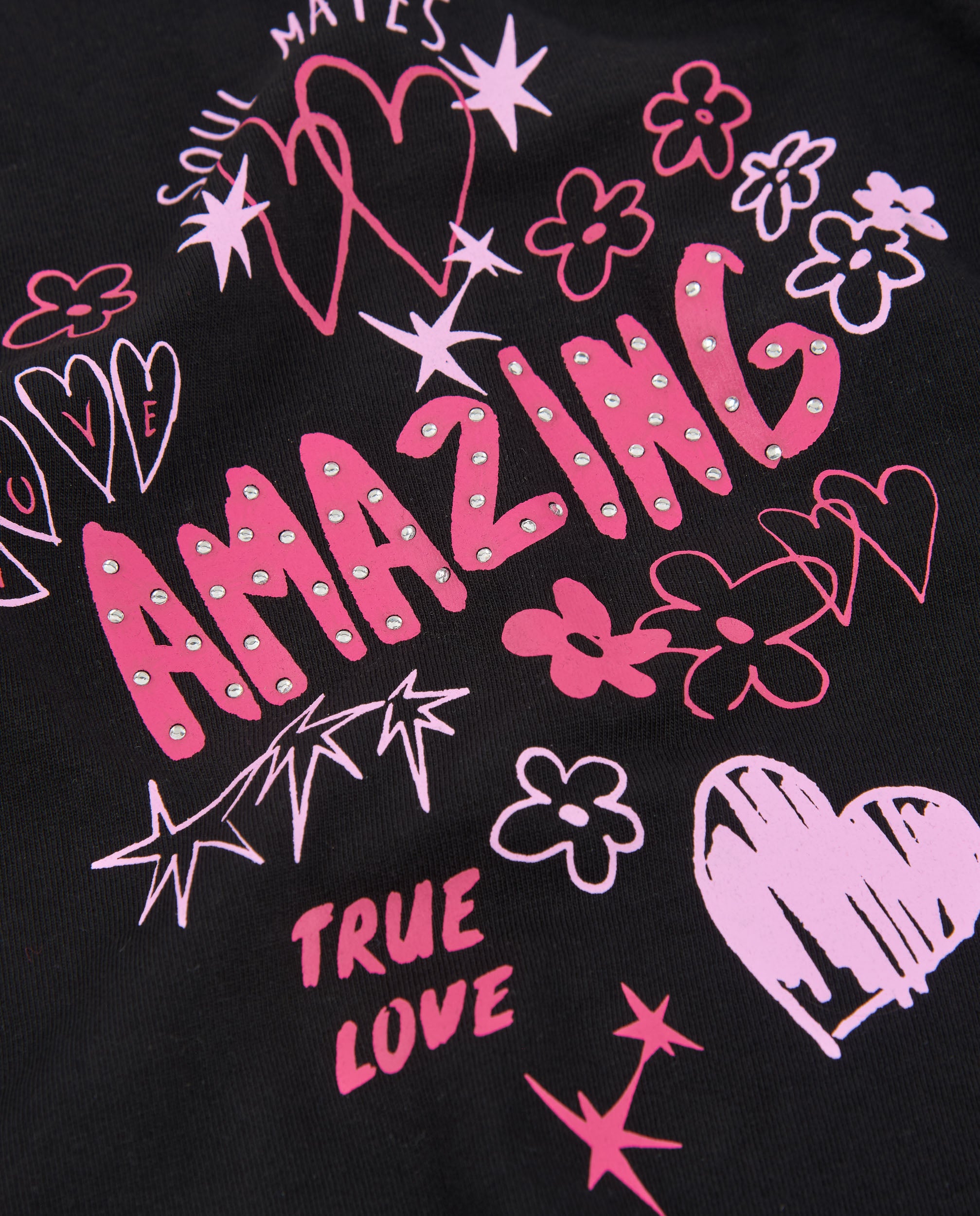 Camiseta de niña de punto con manga larga y estampado gráfico