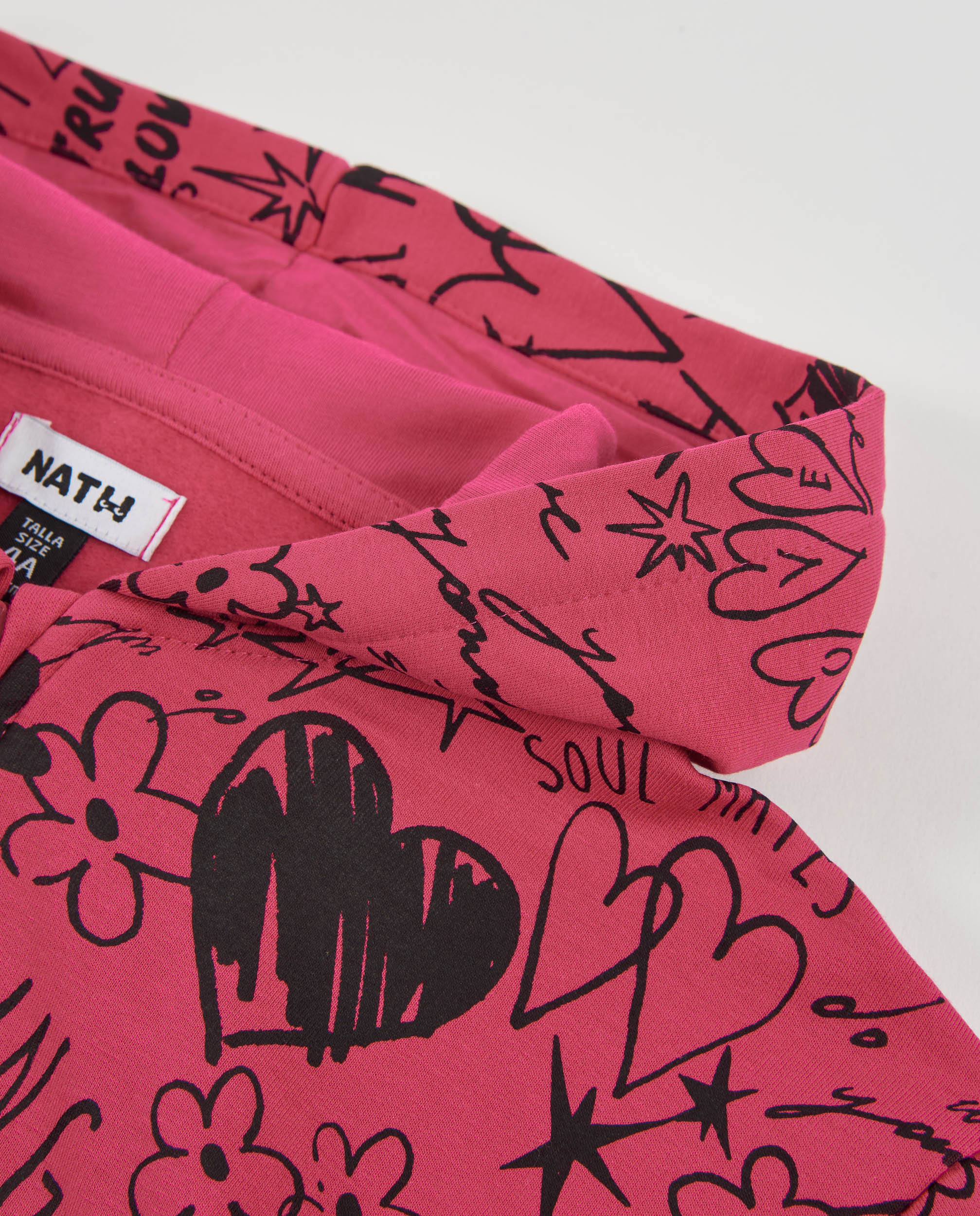 Sudadera de niña de felpa con capucha con cierre y diseño gráfico