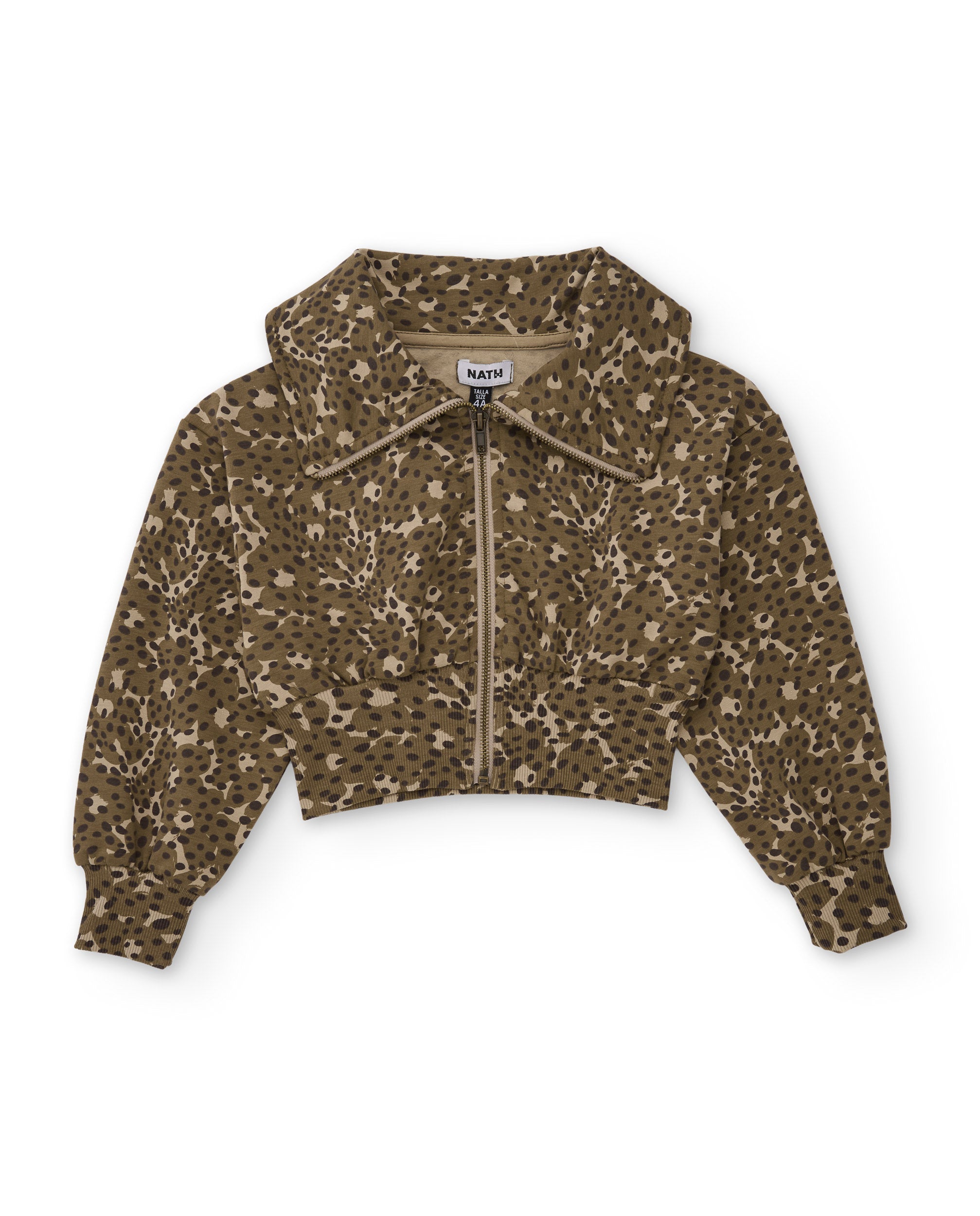 Sudadera de niña de felpa con cremallera y estampado animal print