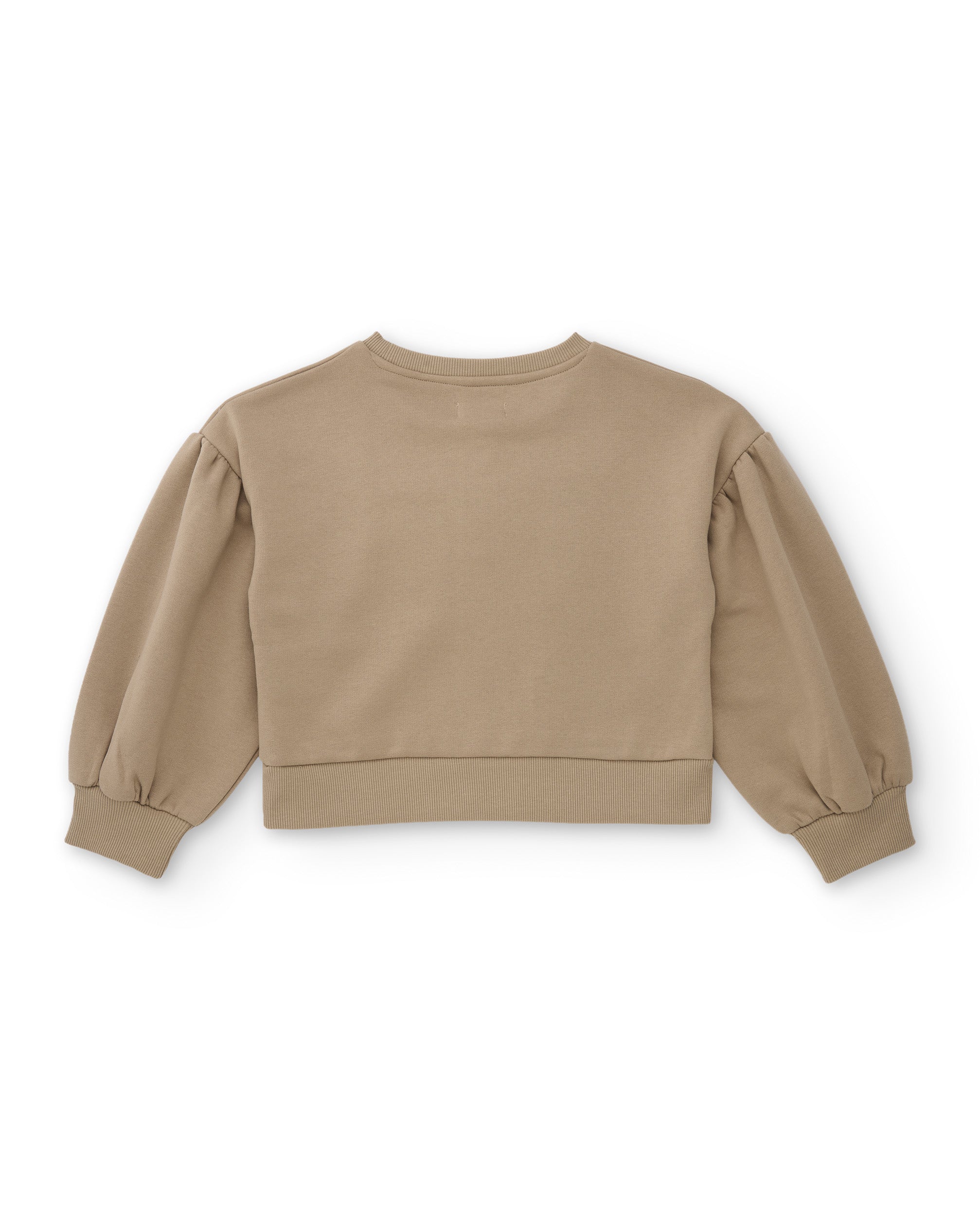 Sudadera de niña de felpa con lazo frontal y mangas fruncidas