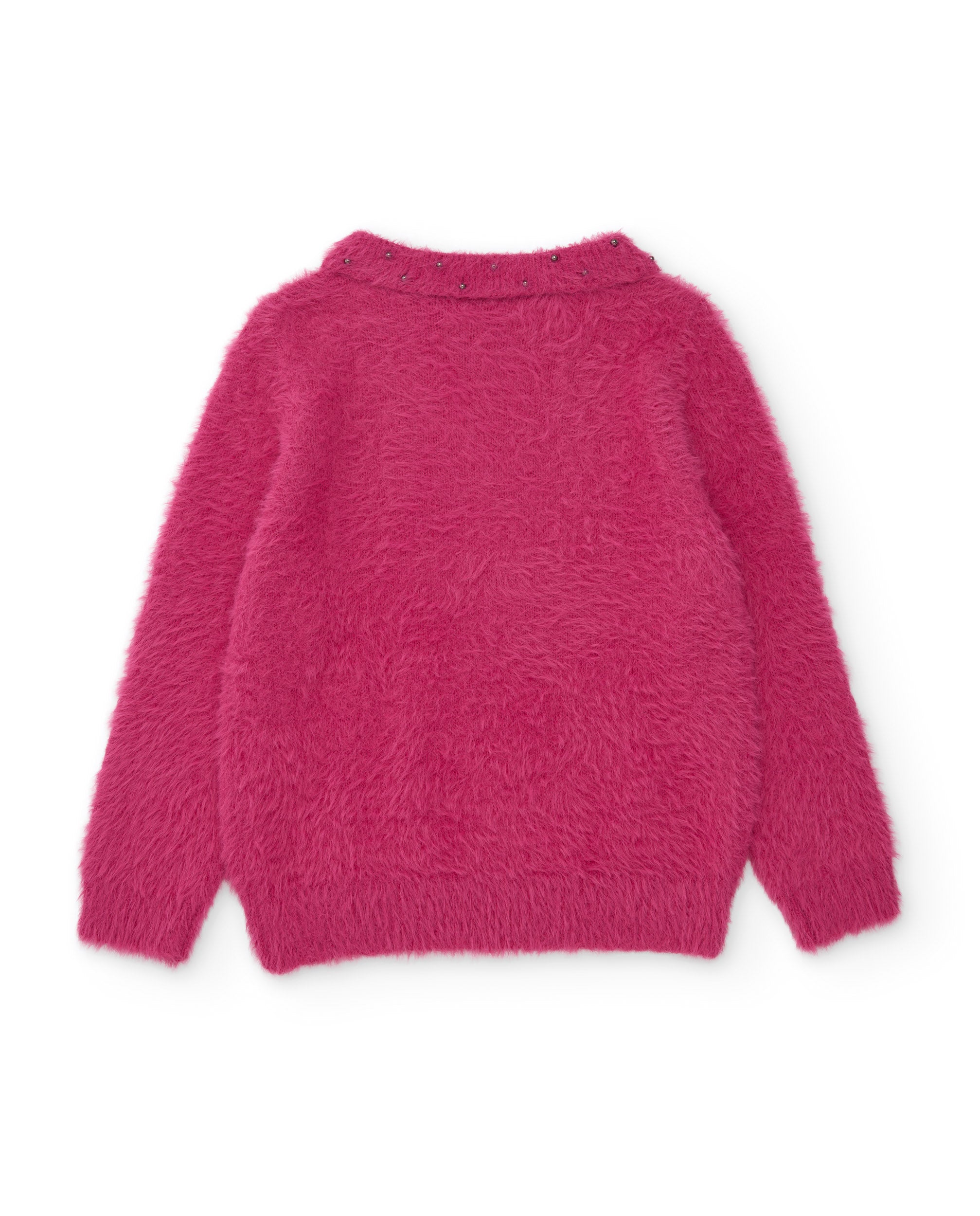 Jersey de niña de tricot con textura esponjosa y cuello redondo