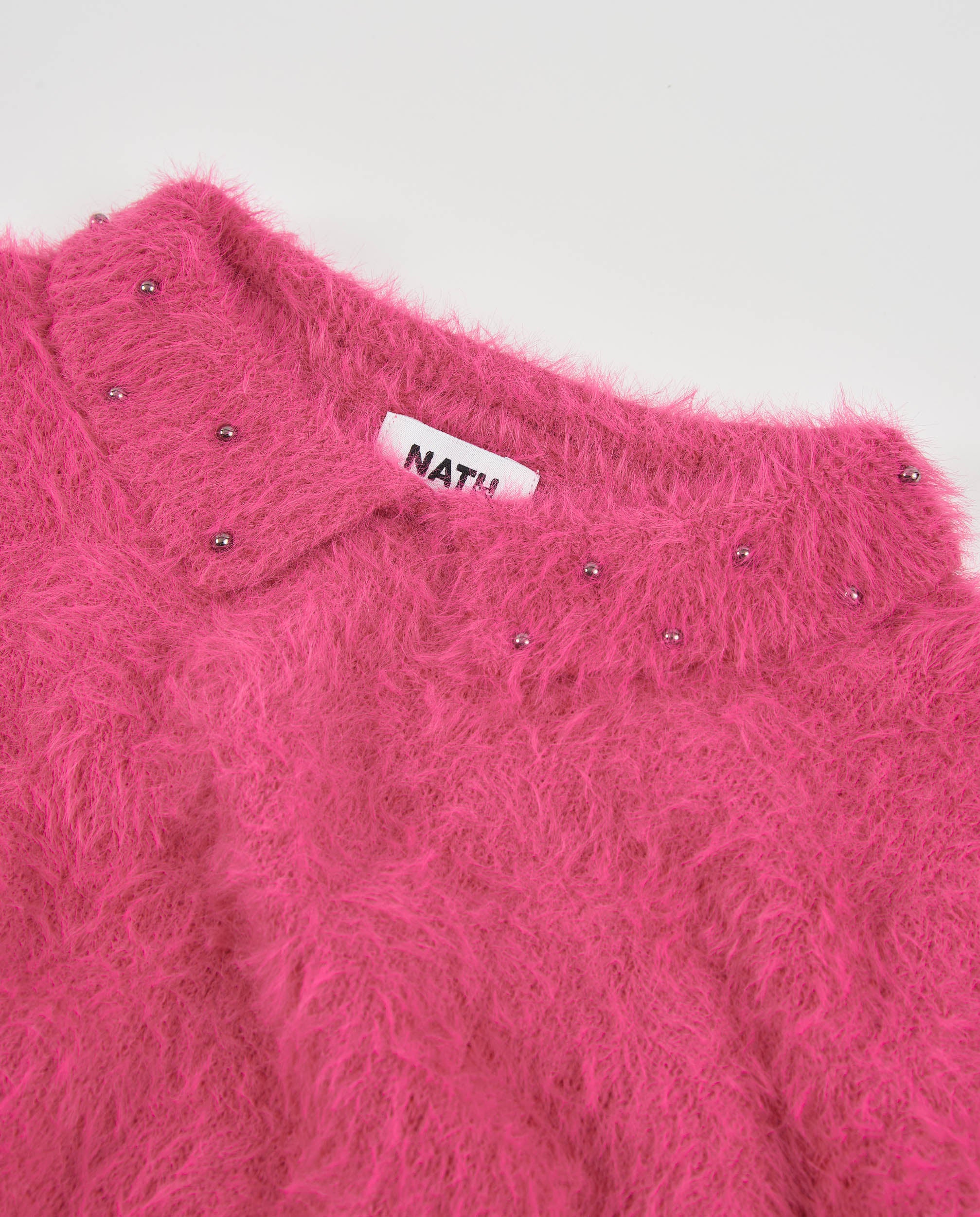 Jersey de niña de tricot con textura esponjosa y cuello redondo