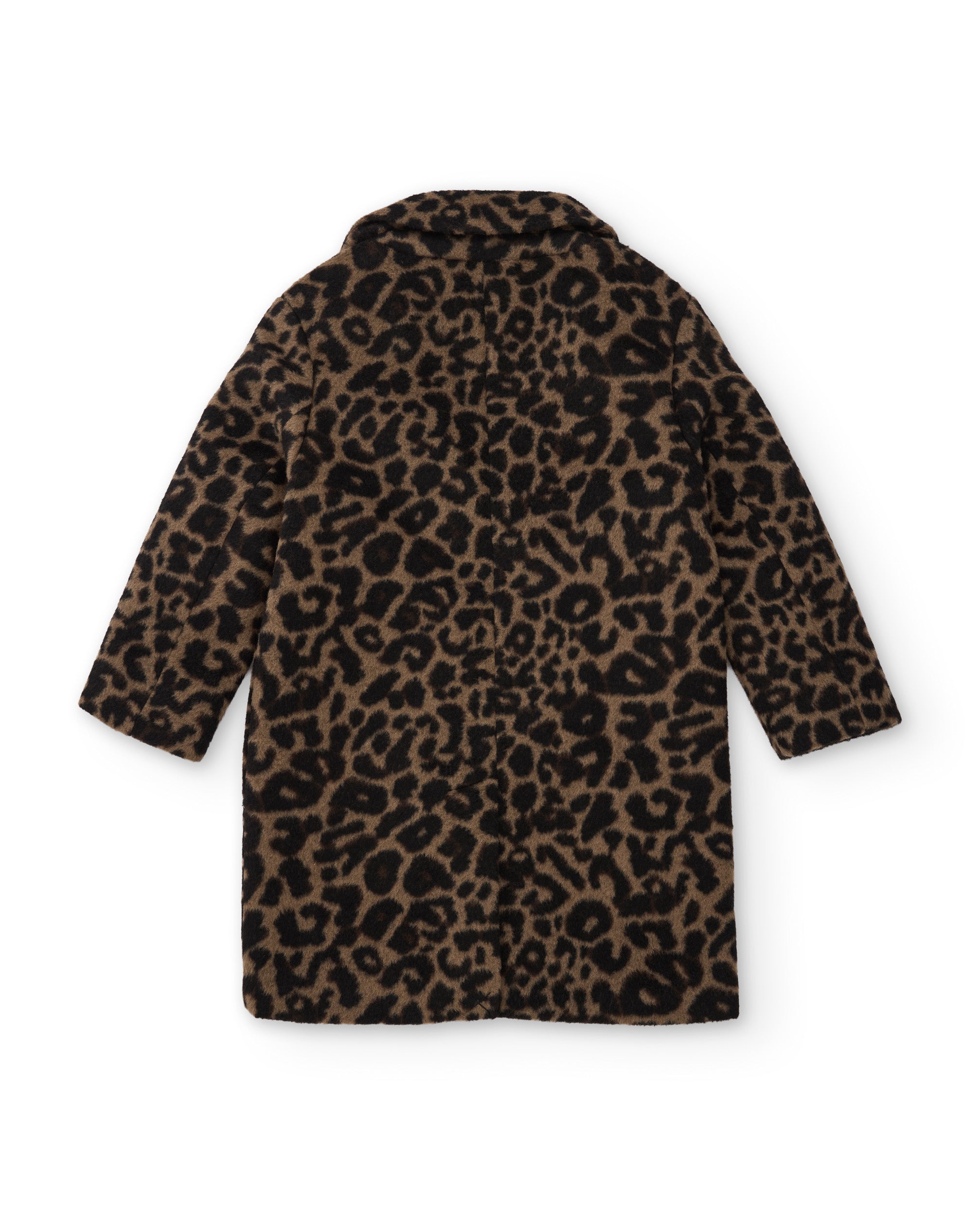 Abrigo de niña de tela plana con estampado animal print y botones