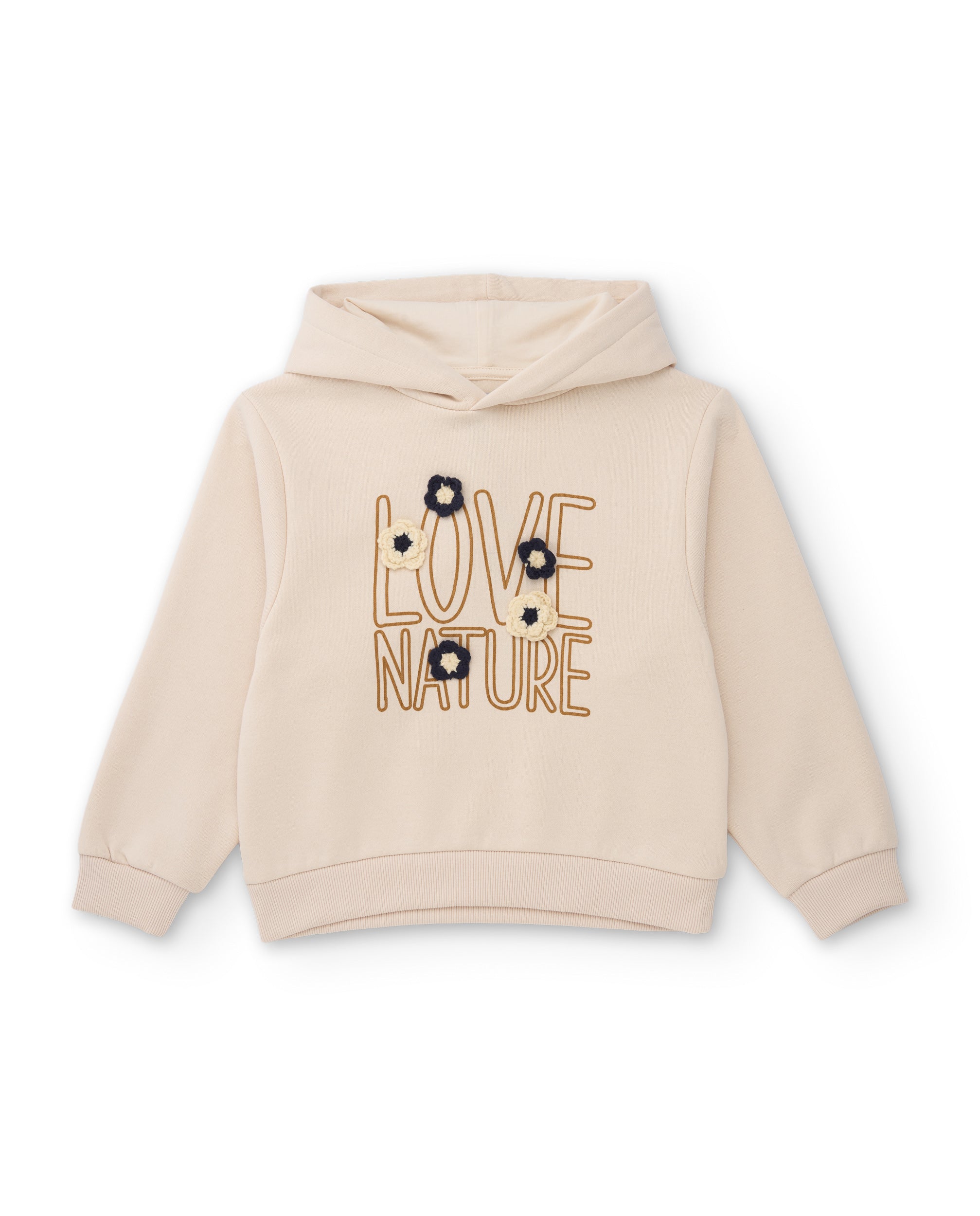 Conjunto de niña de punto con sudadera de capucha y bordado floral