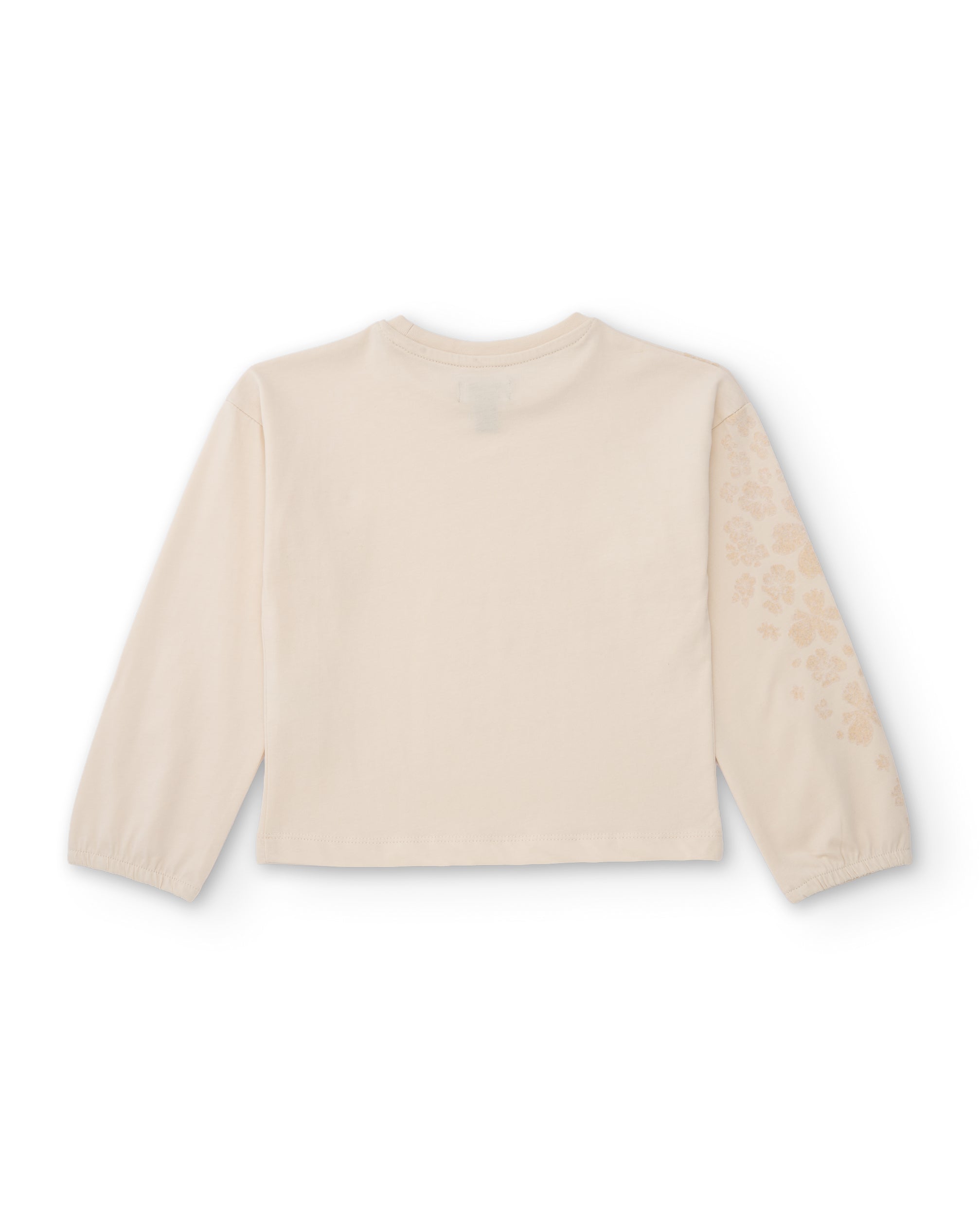 Camiseta de niña de punto con manga larga y estampado floral delicado